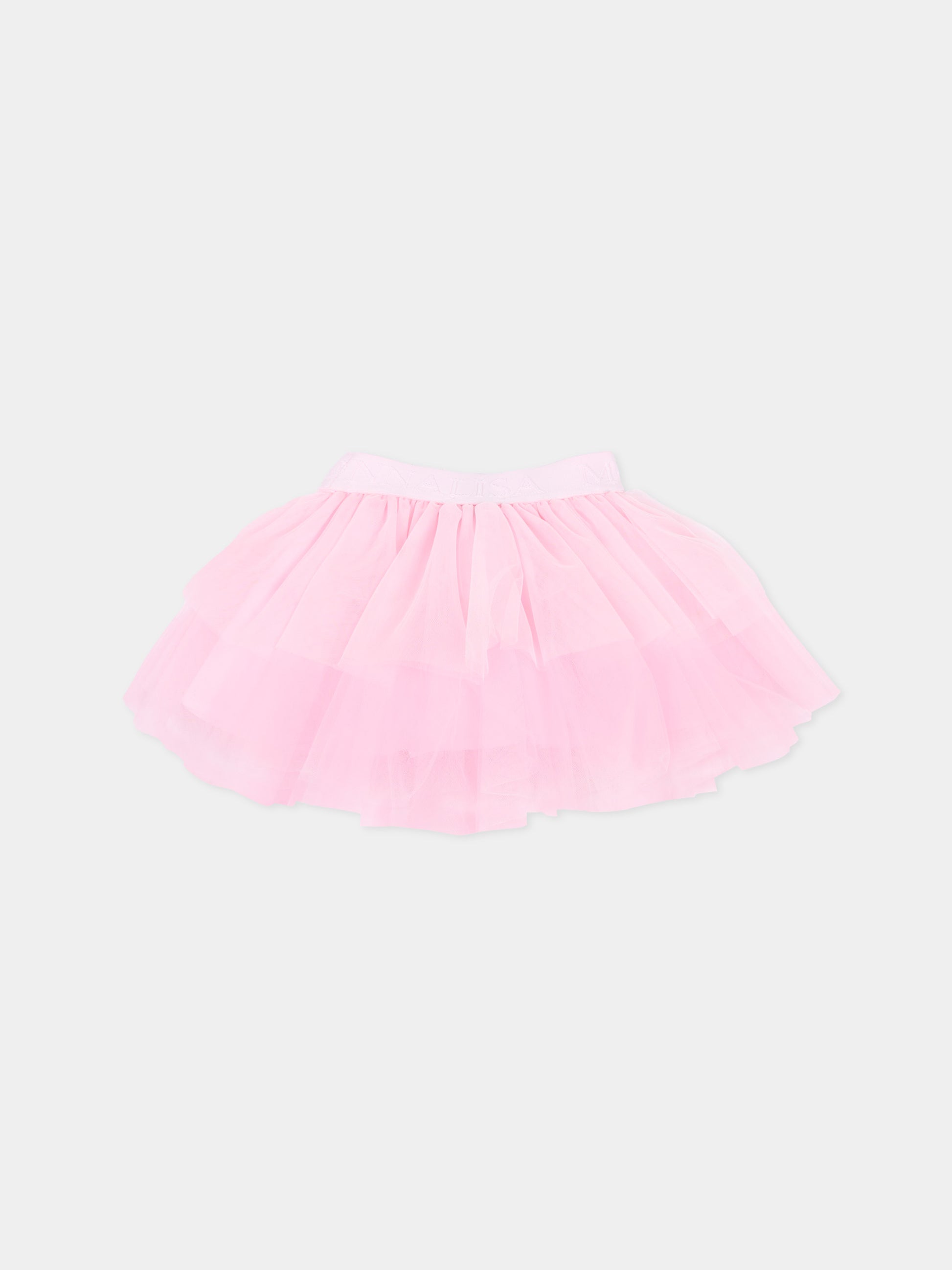 Gonna rosa per neonata con logo,Monnalisa,37GGON - T9945 - 092C