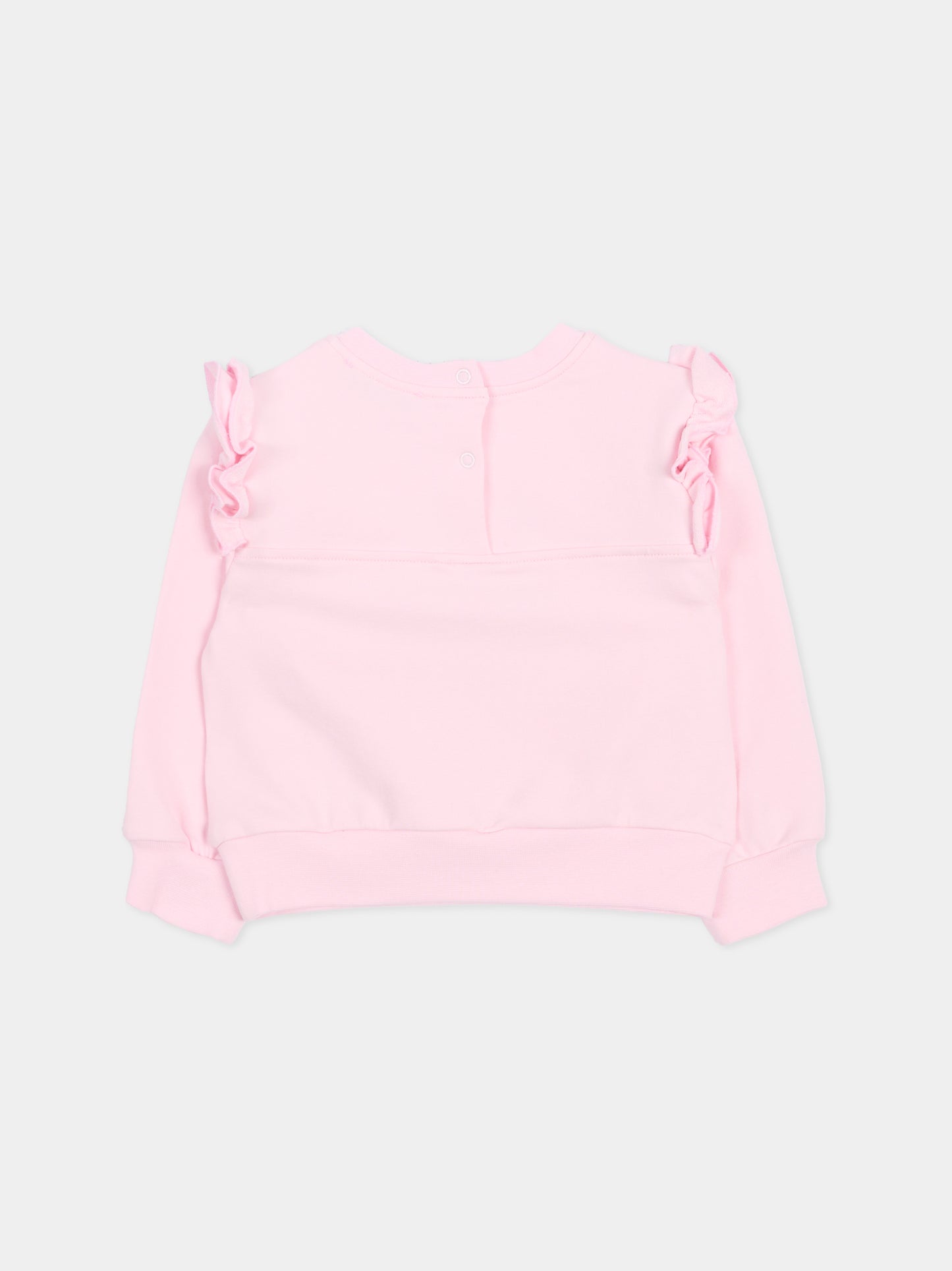 Felpa rosa per neonata con fiori ricamati,Monnalisa,39G604 - 7007 - 0090