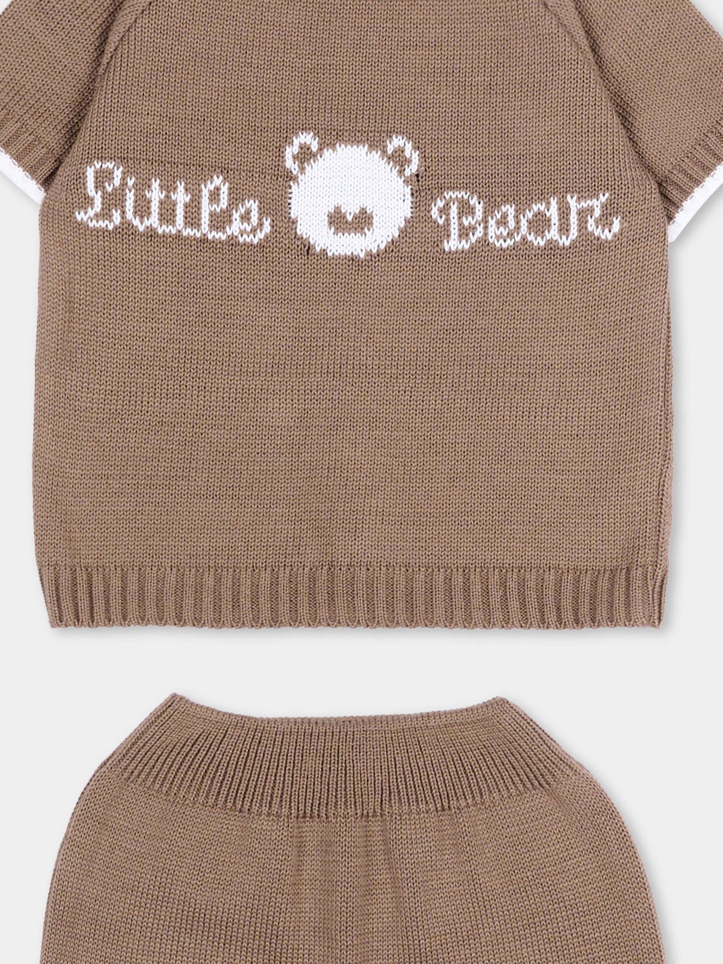 Completo nascita marrone per neonato con logo,Little Bear,3124 CACAO/BCO