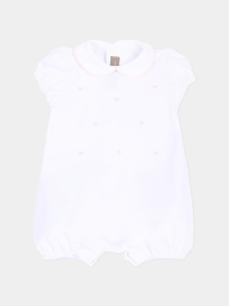 Pagliaccetto bianco per neonata con cuori