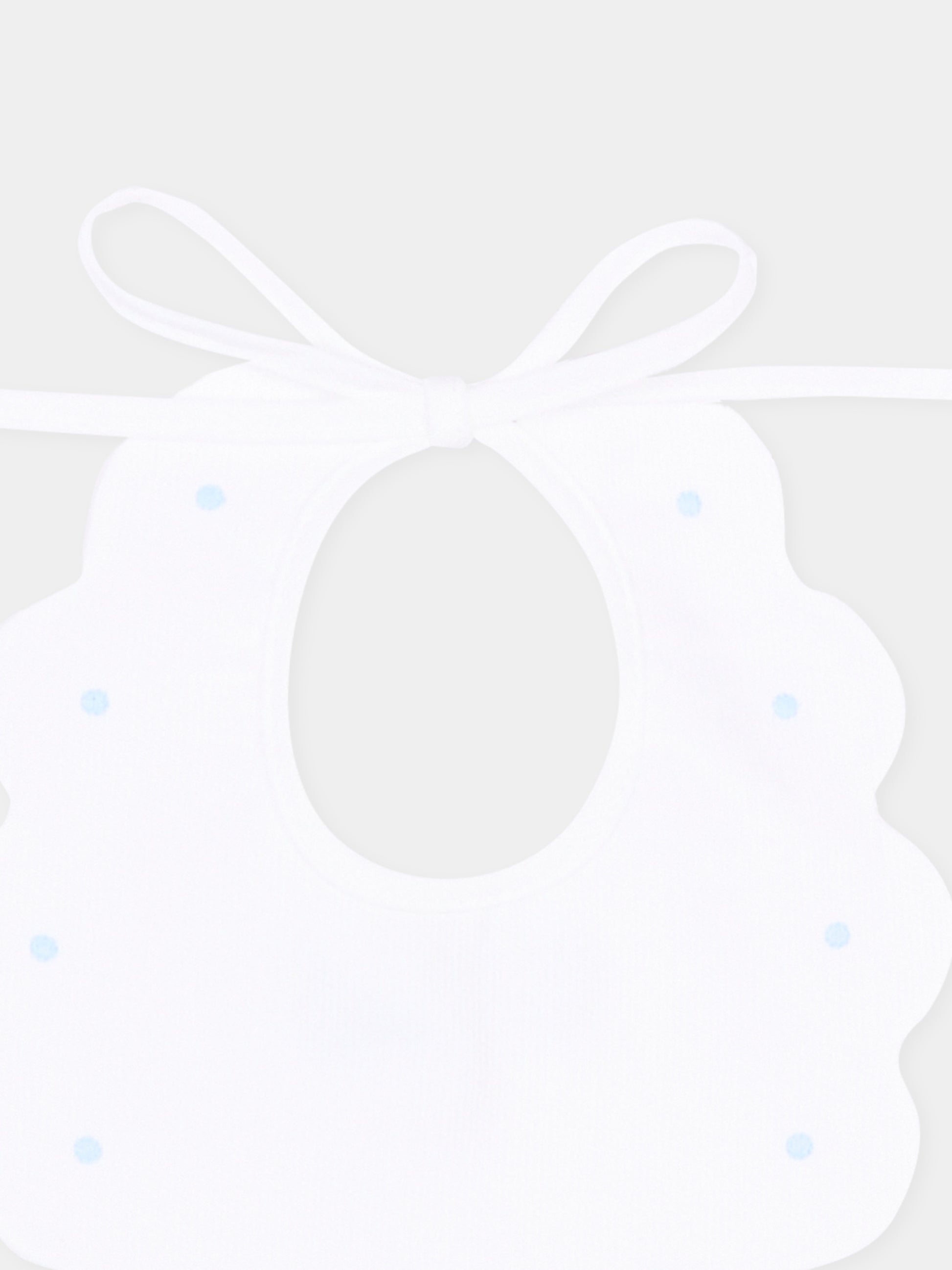 Bavaglino bianco per neonato con pois celesti,Little Bear,2042 BCO/CIELO