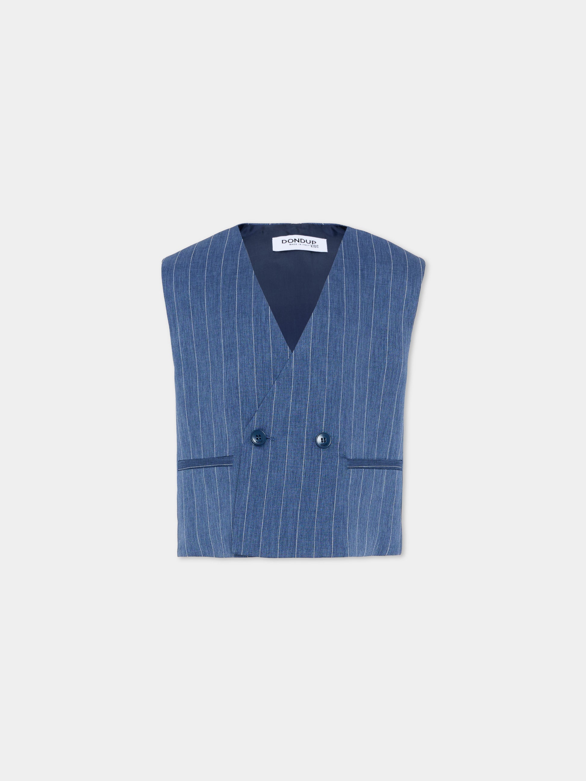 Panciotto azzurro gessato per bambino,Dondup Kids,DMGL003 0 TV117 4019