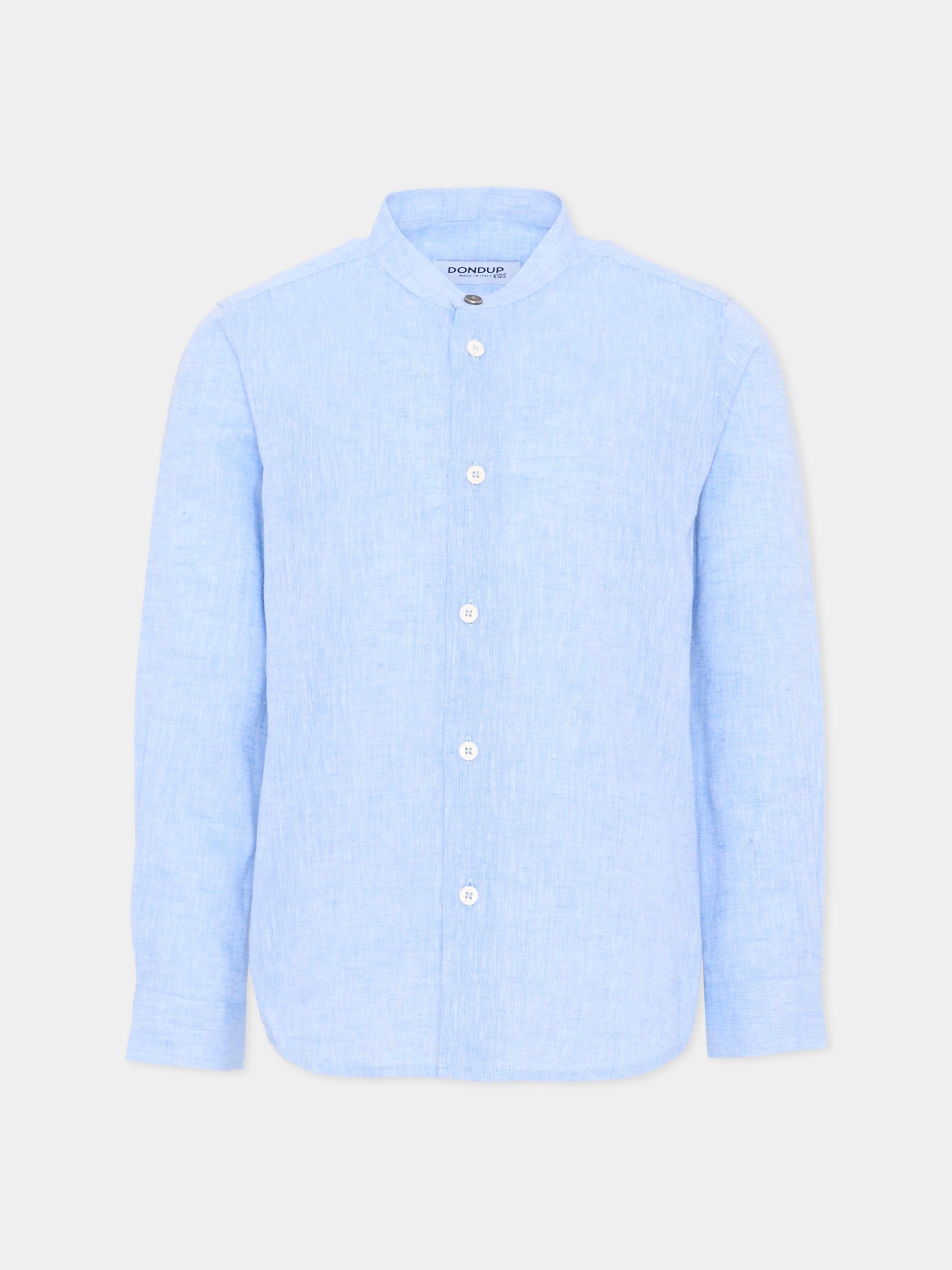 Camicia celeste in lino per bambino,Dondup Kids,DMCA053 0 LC009 9026