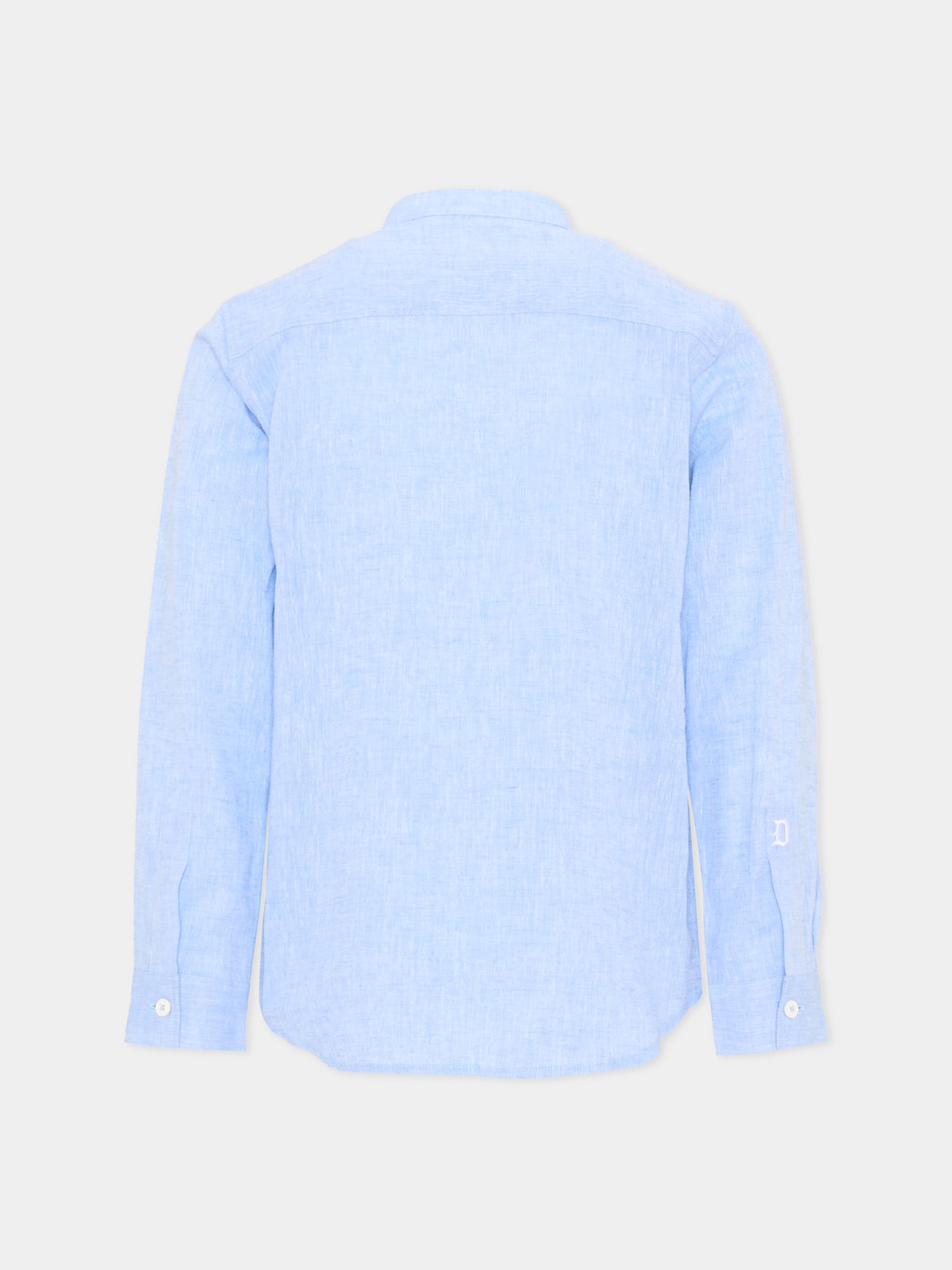 Camicia celeste in lino per bambino,Dondup Kids,DMCA053 0 LC009 9026