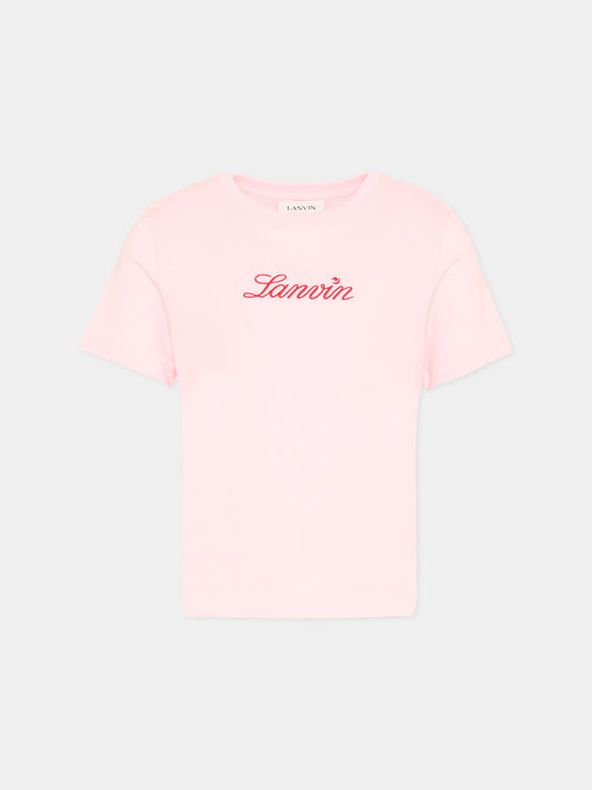 T-Shirt rosa con logo per bambina,Lanvin Petite,N30331 44F