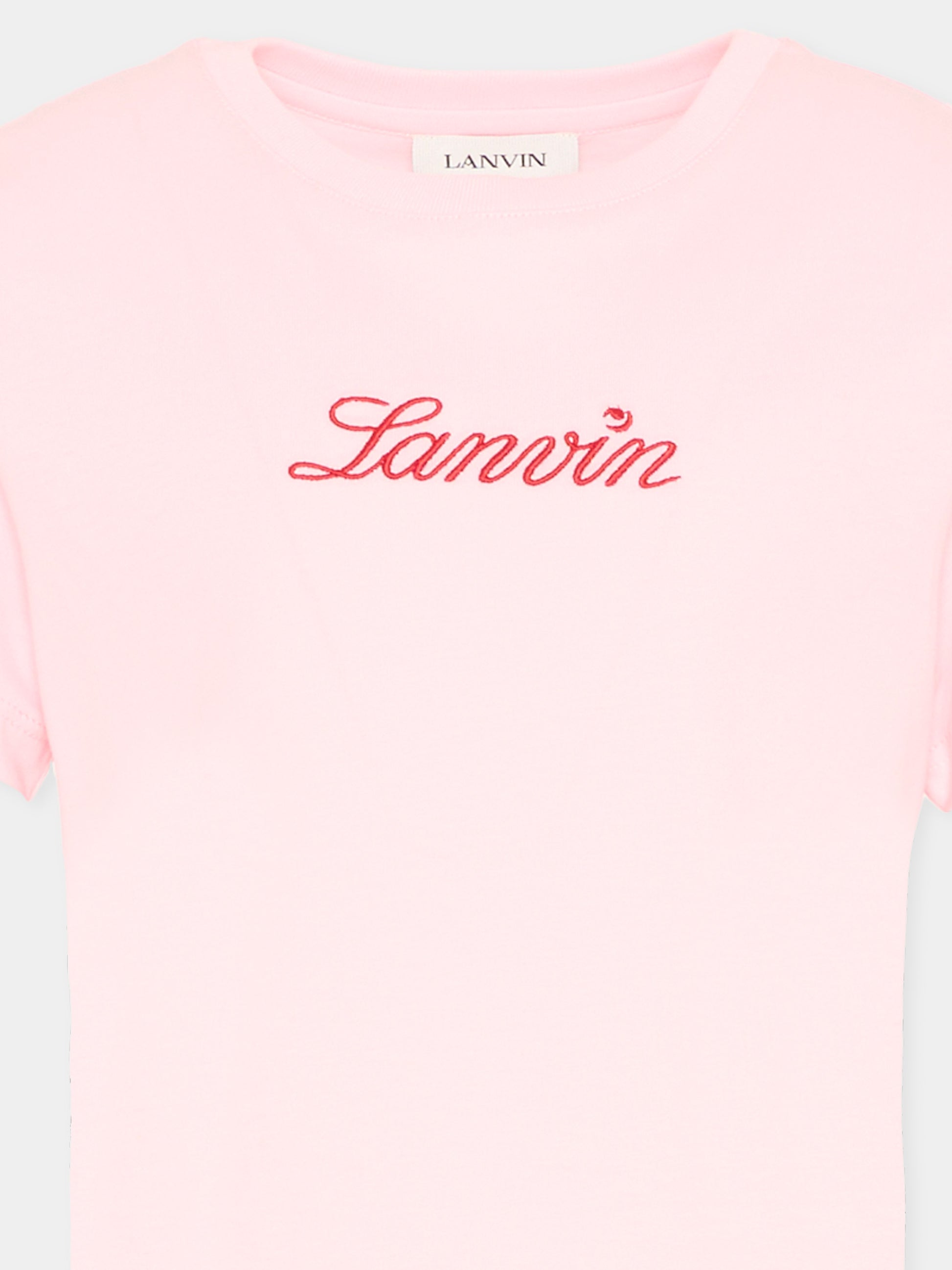 T-Shirt rosa con logo per bambina,Lanvin Petite,N30331 44F