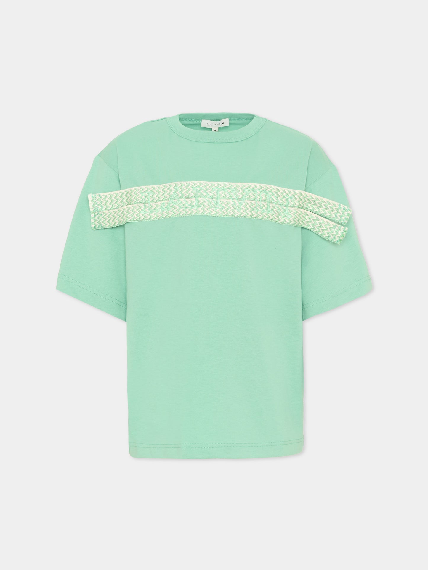 T-Shirt verde per bambini con logo,Lanvin Petite,N30362 68N