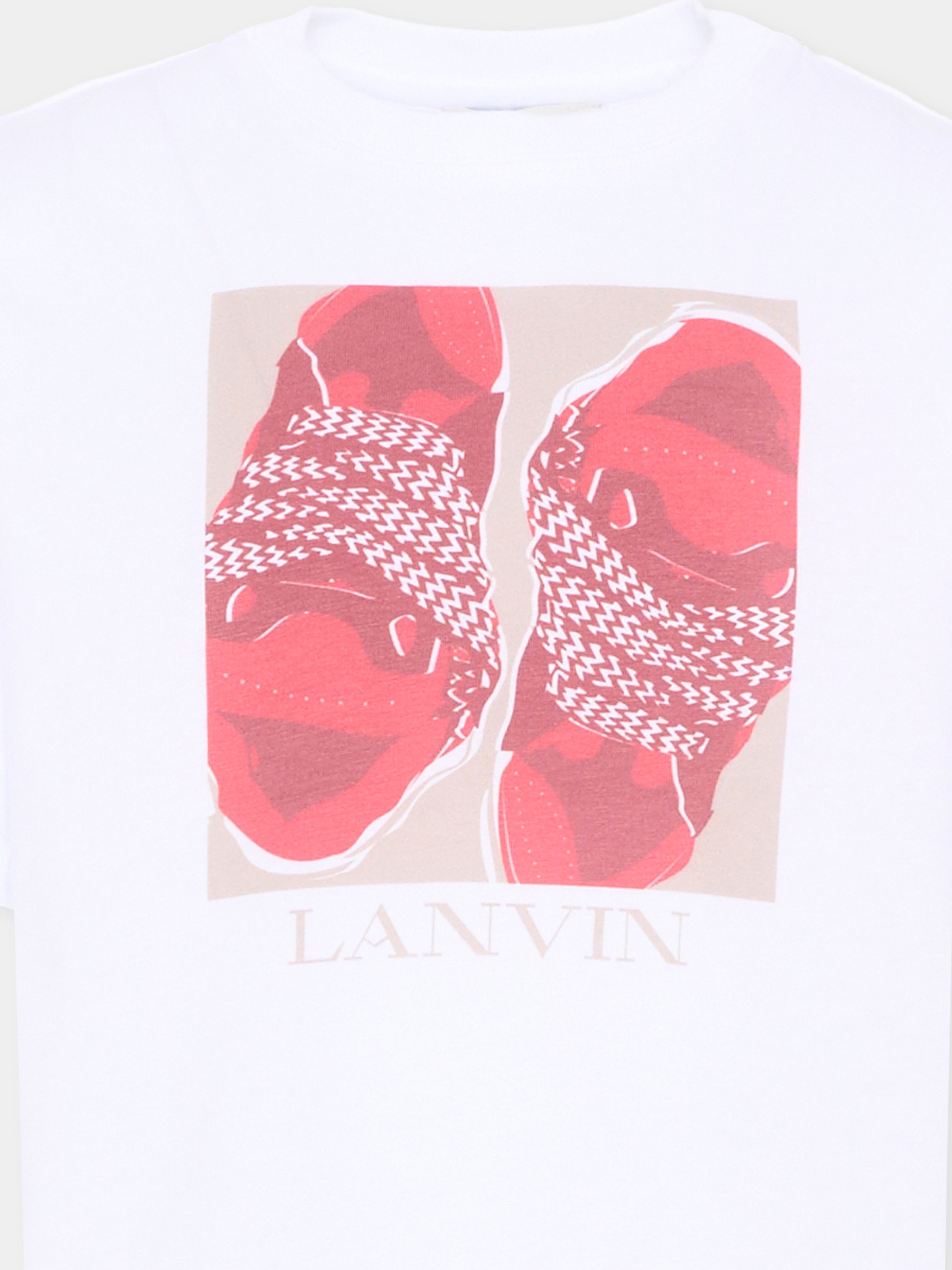 T-Shirt bianca per bambino con stampa sneakers,Lanvin Petite,N30363 10P