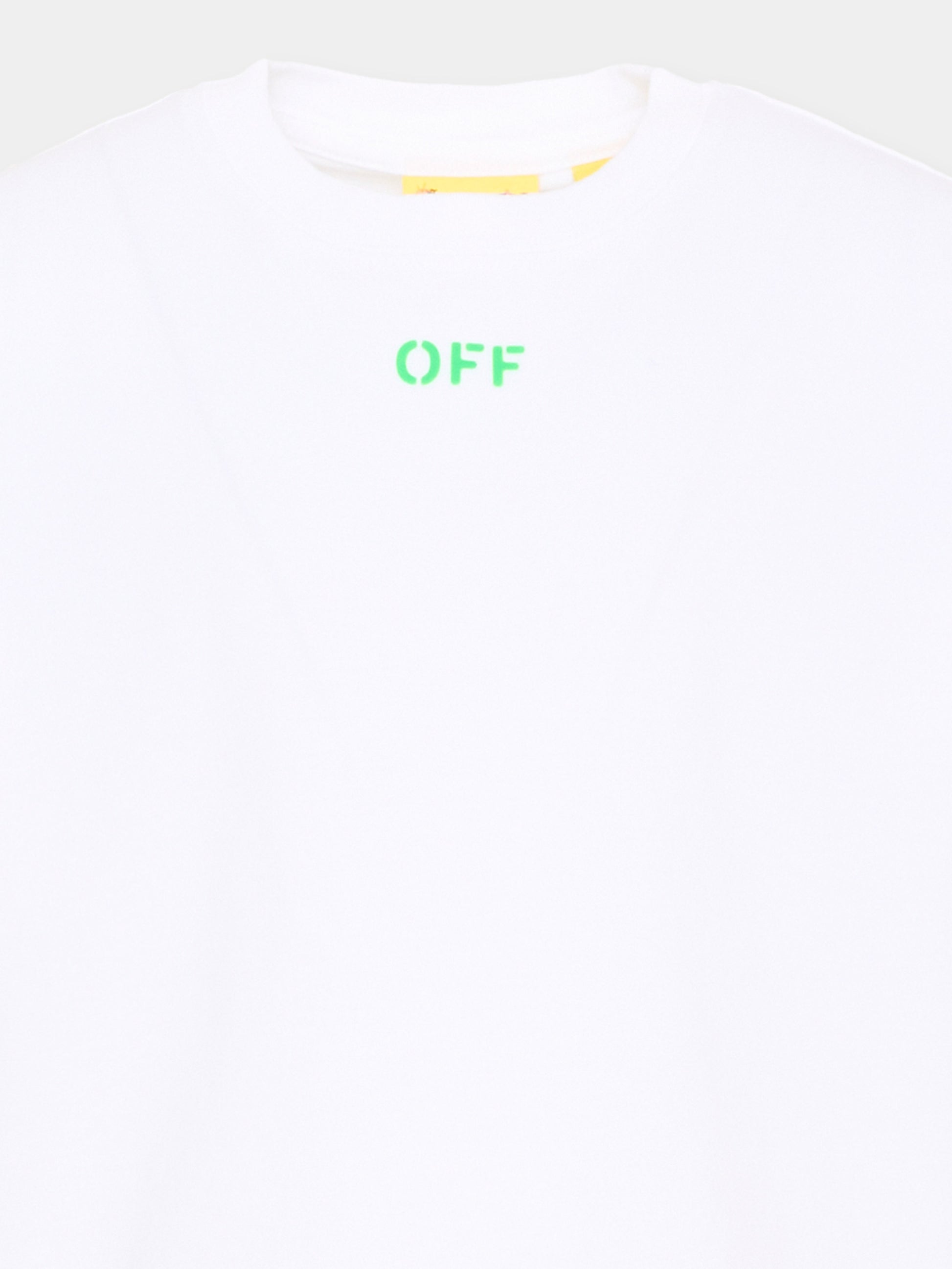 T-Shirt bianca per bambini con logo,Off White,44BAA002S26J004100