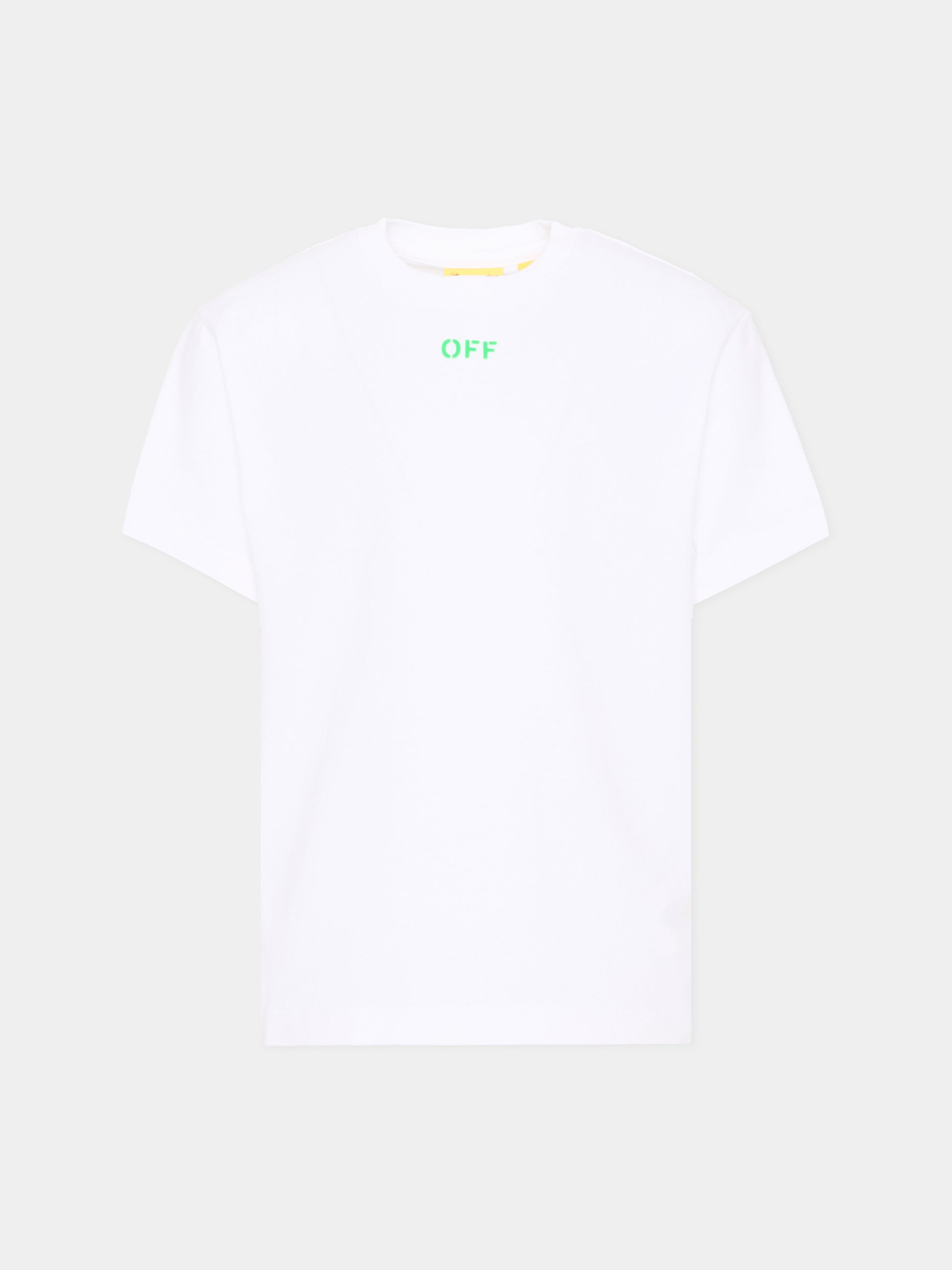 T-Shirt bianca per bambini con logo,Off White,44BAA002S26J004100