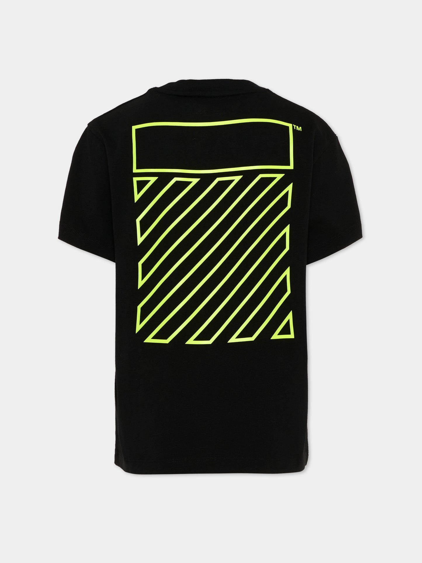 T-Shirt nera per bambini con logo,Off White,44BAA002S26J004001