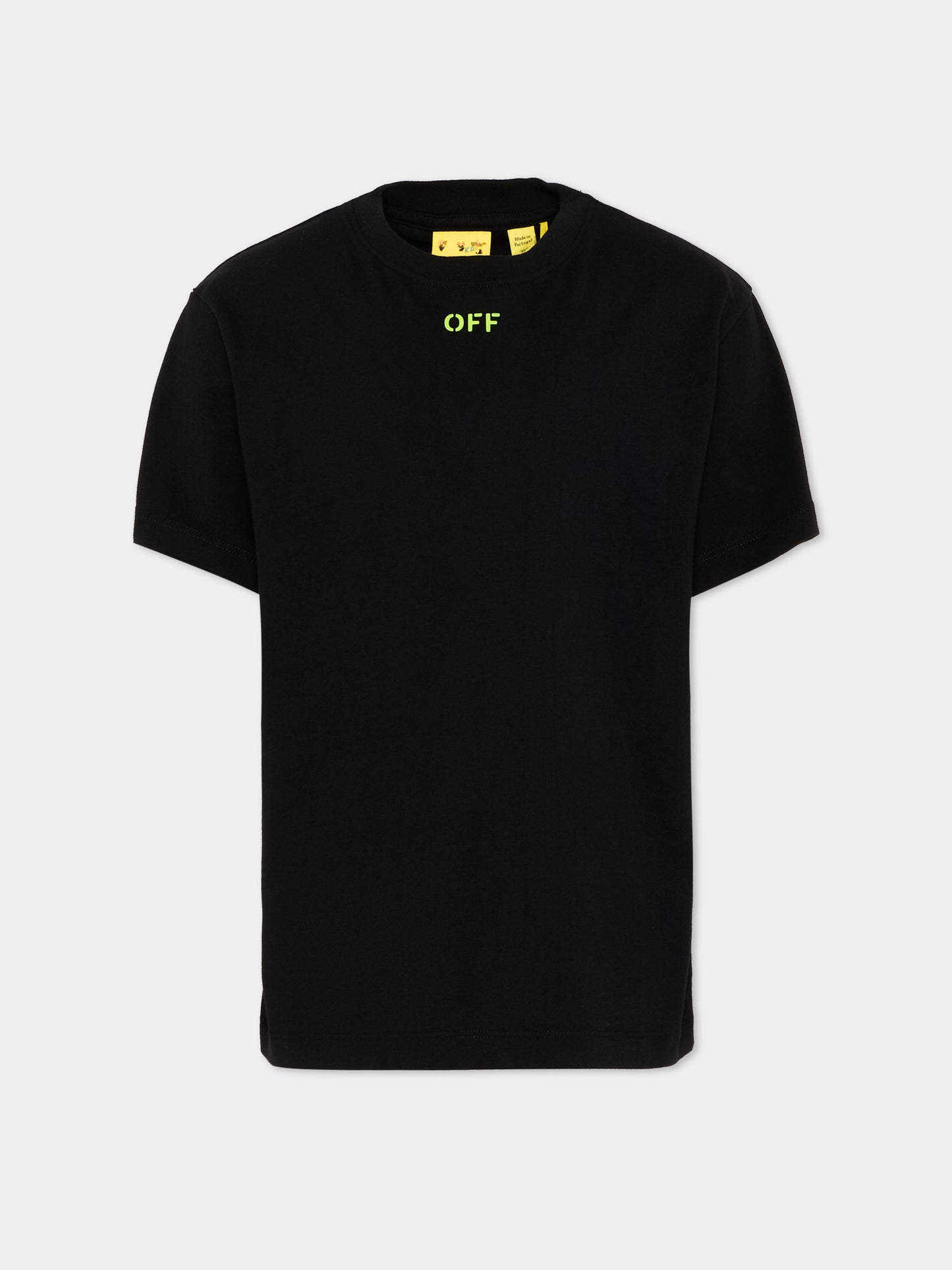 T-Shirt nera per bambini con logo,Off White,44BAA002S26J004001