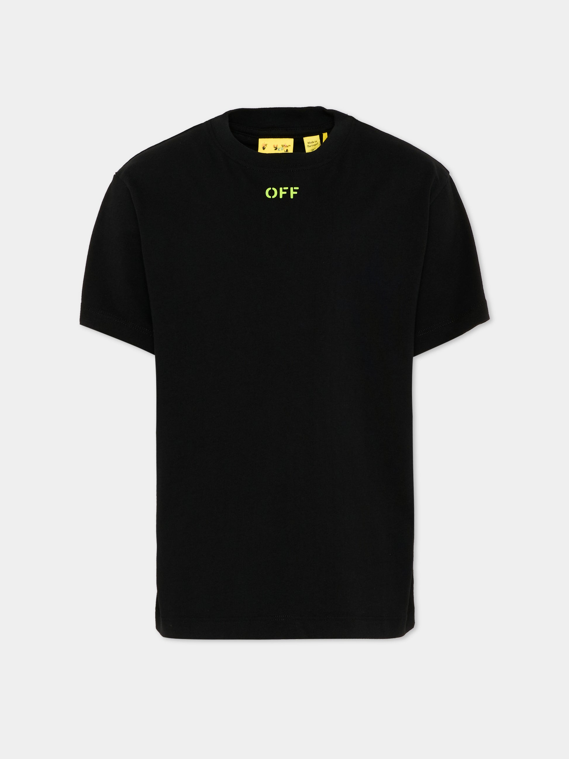 T-Shirt nera per bambini con logo,Off White,44BAA002S26J004001