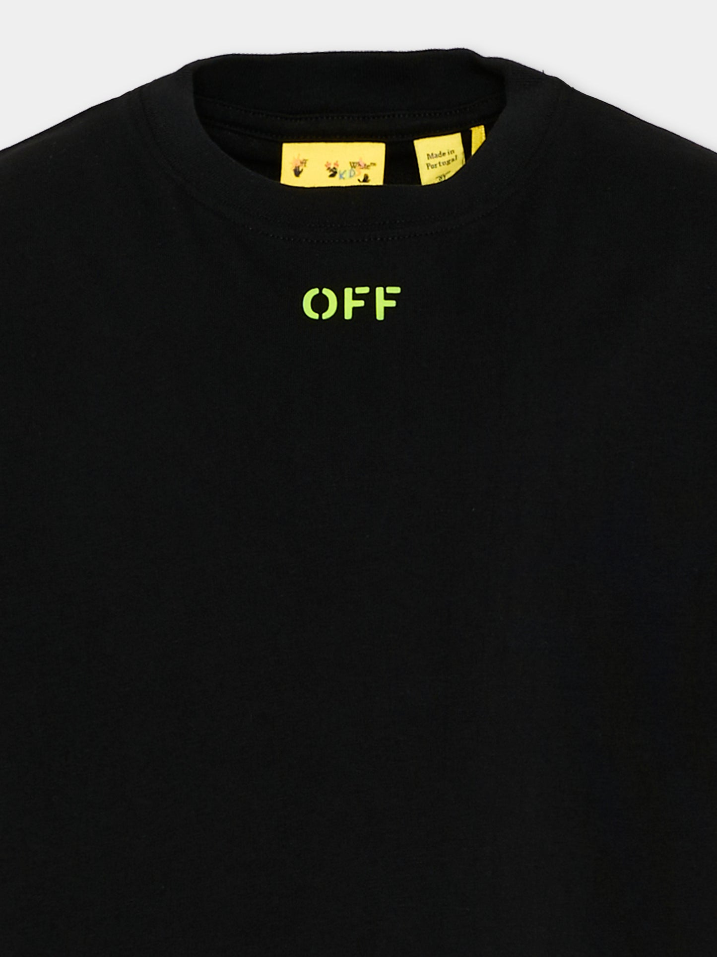 T-Shirt nera per bambini con logo,Off White,44BAA002S26J004001
