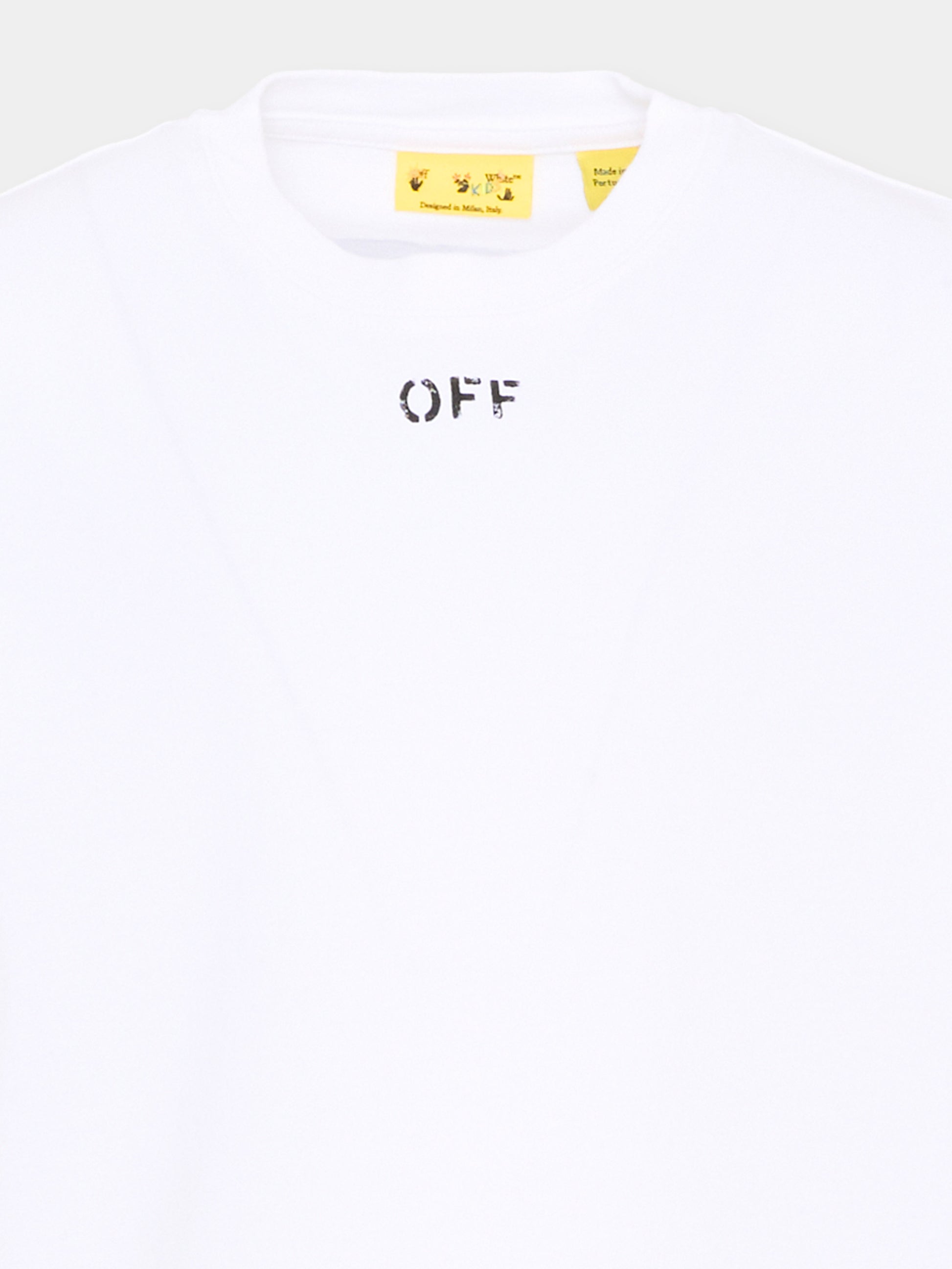 T-Shirt bianca per bambini con logo,Off White,44BAA002S26J006100