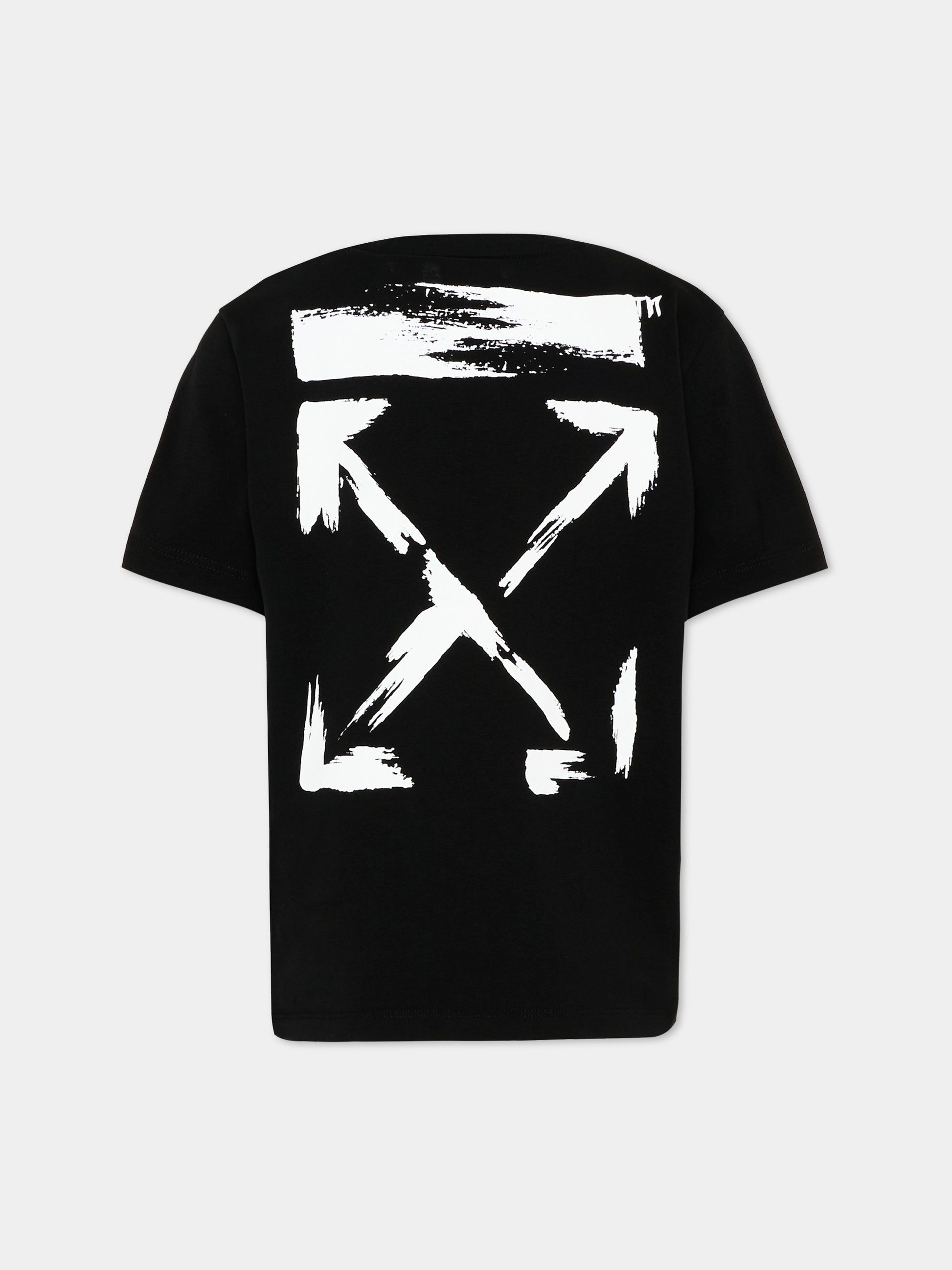 T-Shirt nera per bambini con logo,Off White,44BAA002S26J006001
