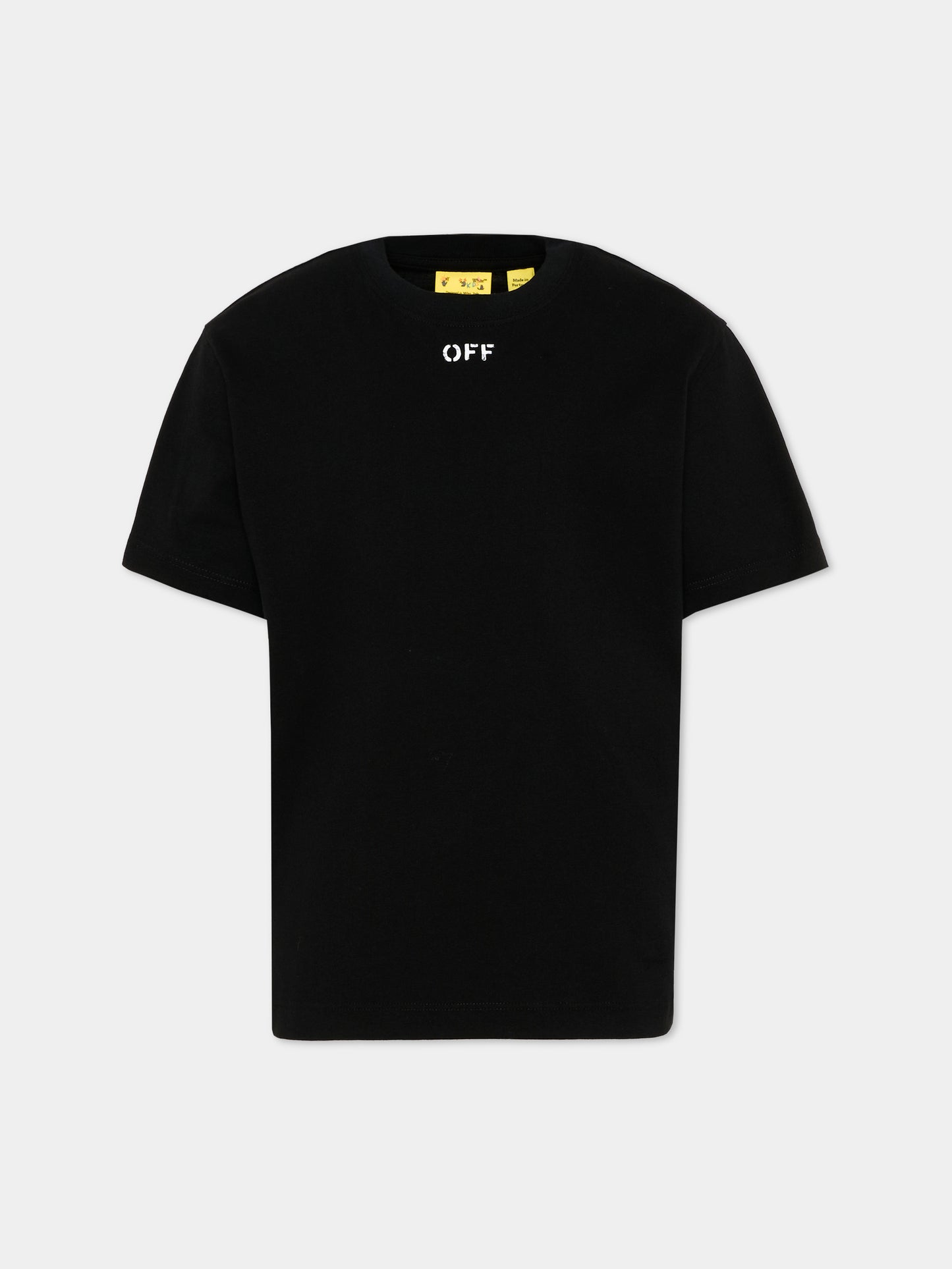 T-Shirt nera per bambini con logo,Off White,44BAA002S26J006001