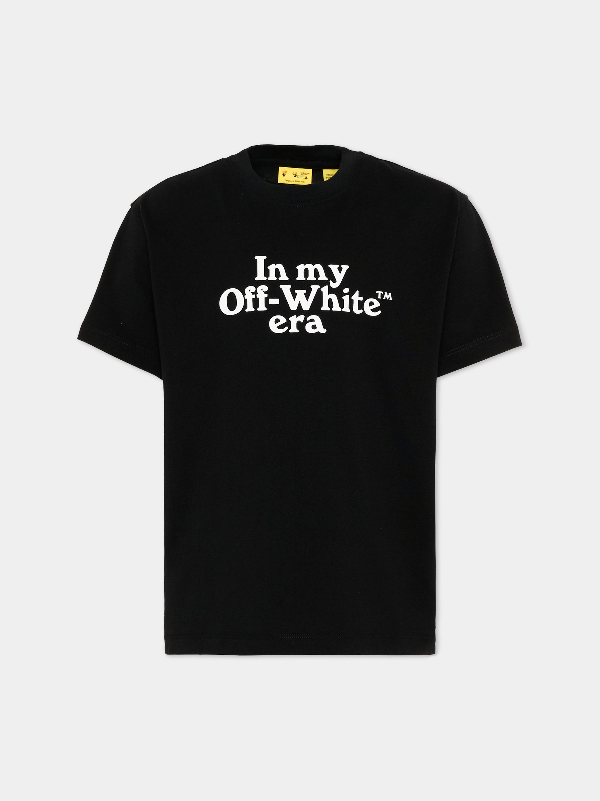 T-Shirt nera per bambini con logo,Off White,44BAA002S26J007001