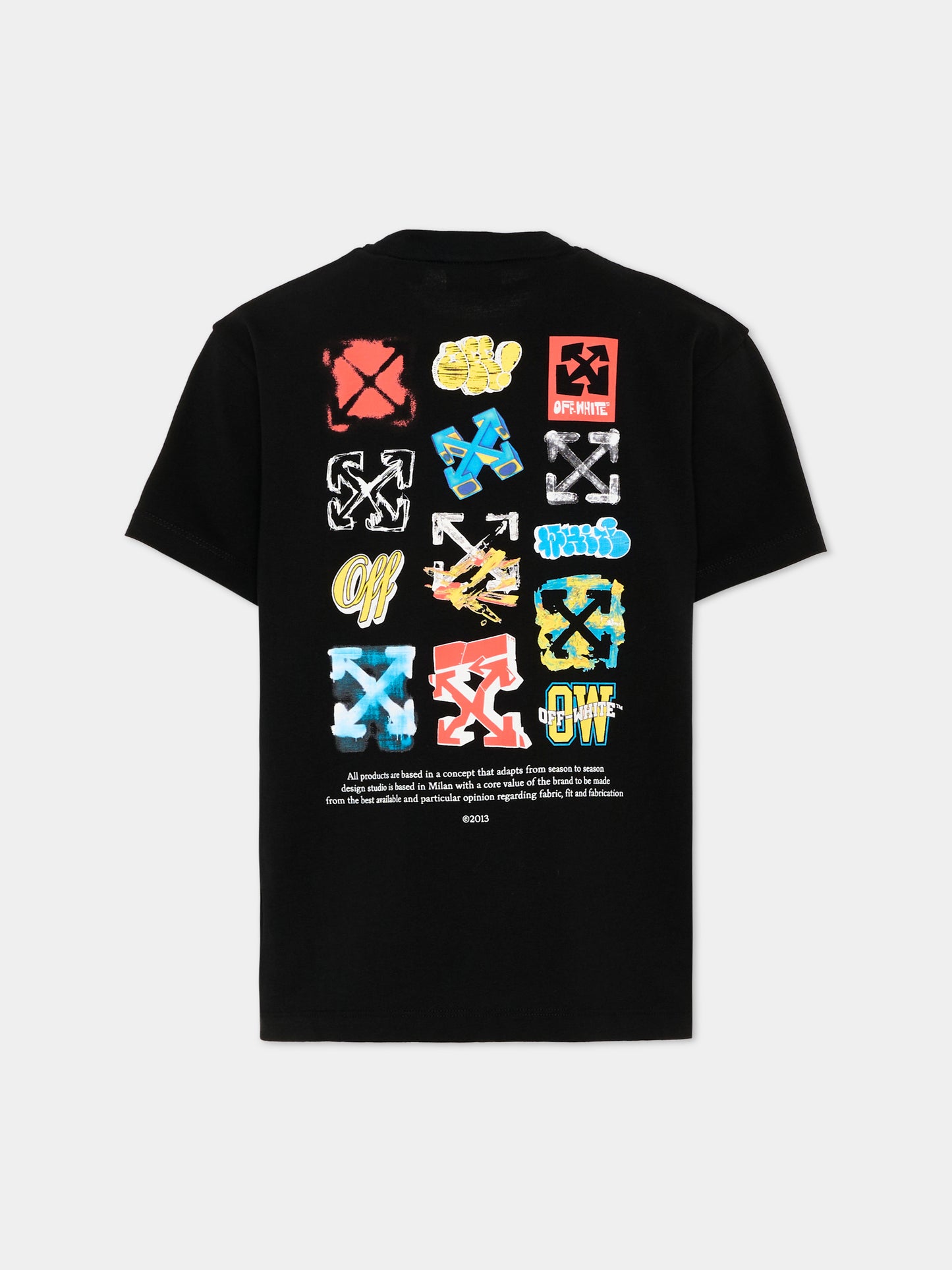 T-Shirt nera per bambini con logo,Off White,44BAA002S26J007001