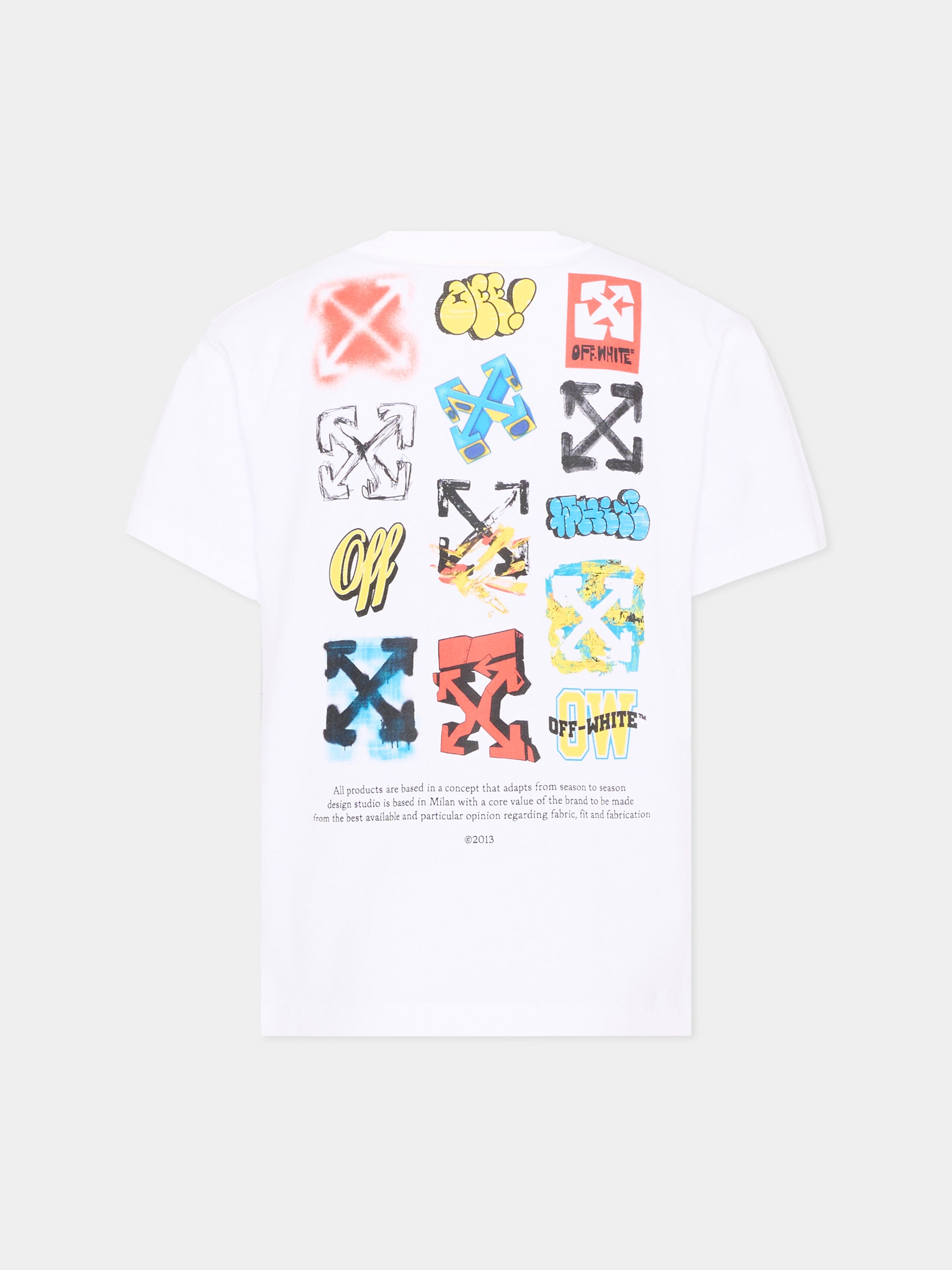 T-Shirt bianca per bambini con logo,Off White,44BAA002S26J007100