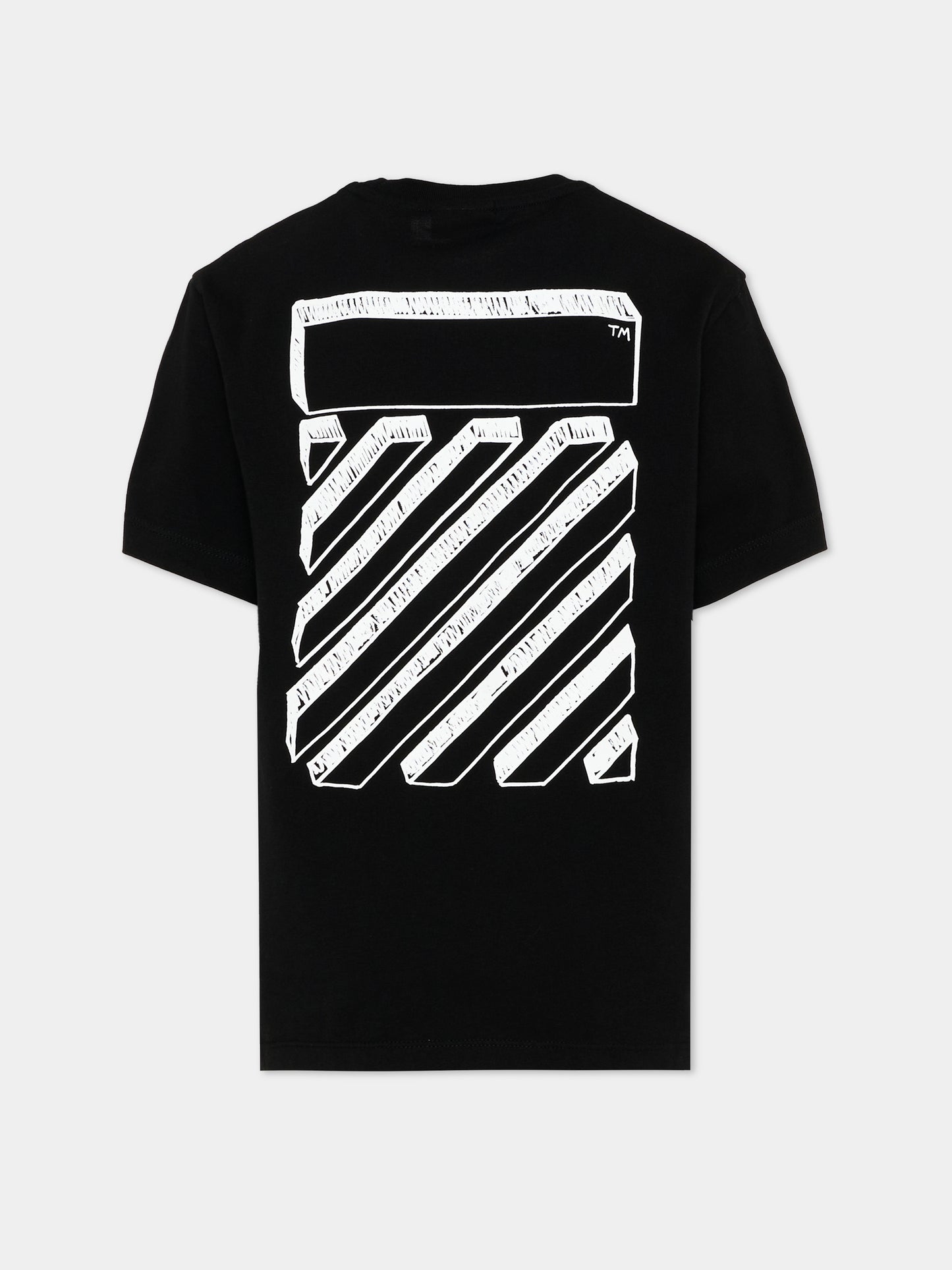T-Shirt nera per bambini con logo,Off White,44BAA002S26J009001