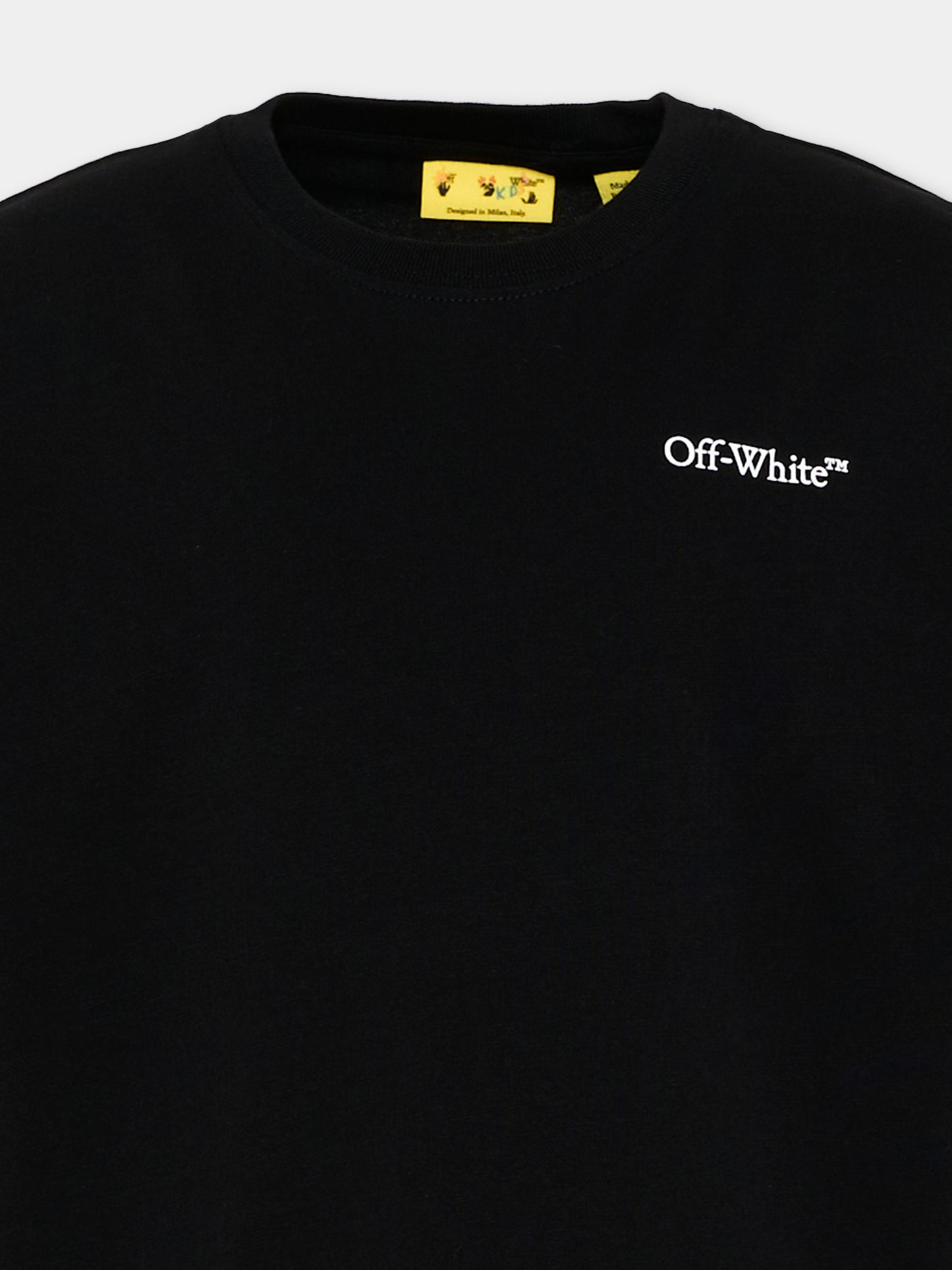 T-Shirt nera per bambini con logo,Off White,44BAA002S26J009001