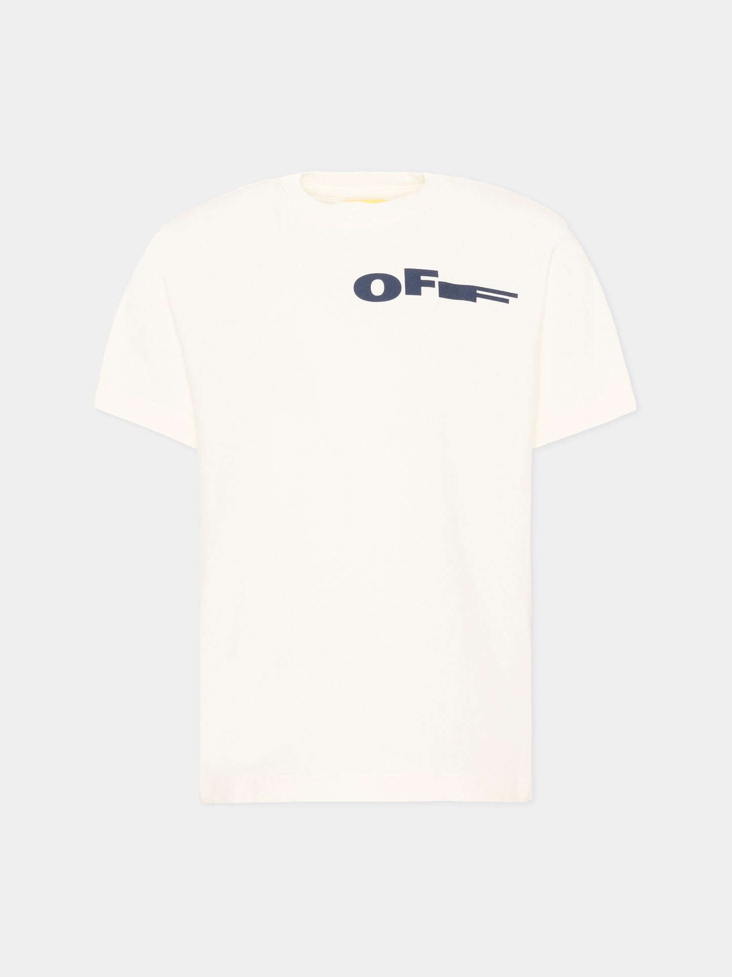 T-Shirt avorio per bambini con logo,Off White,44BAA002S26J00A100