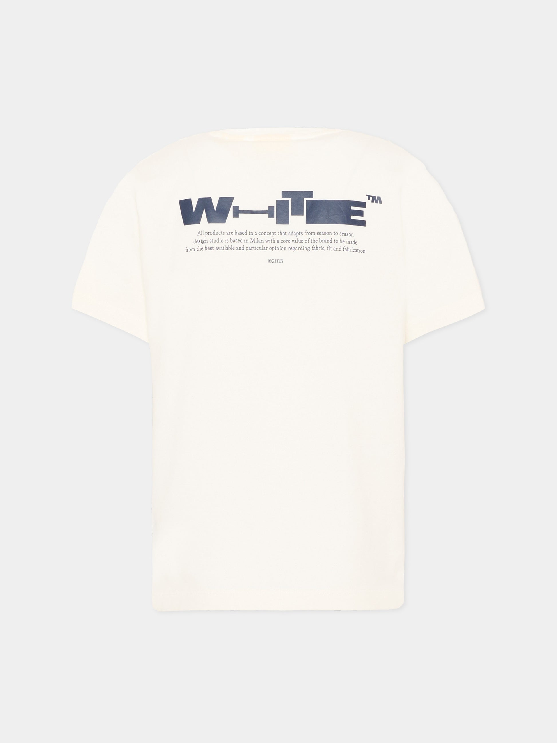 T-Shirt avorio per bambini con logo,Off White,44BAA002S26J00A100