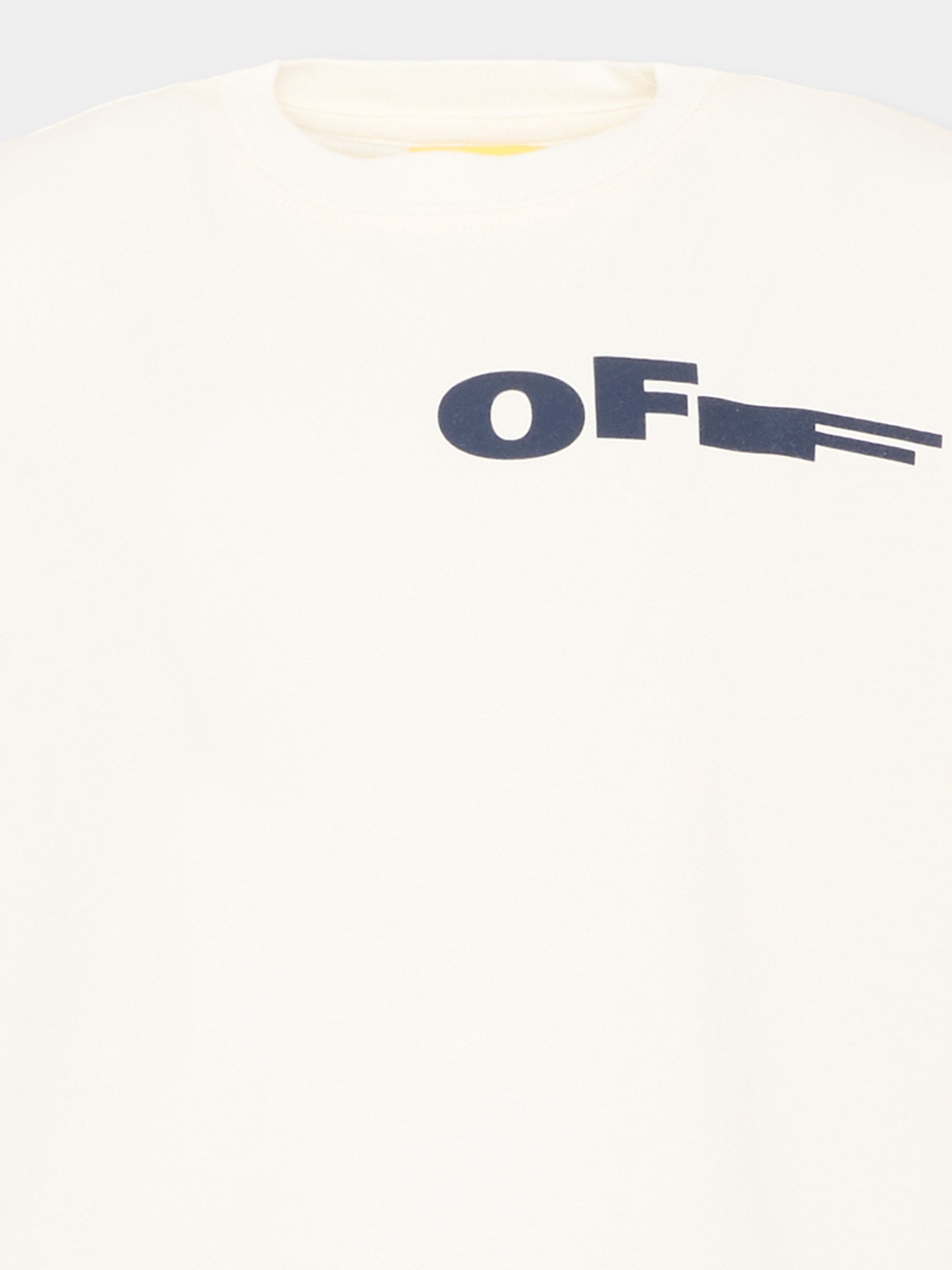 T-Shirt avorio per bambini con logo,Off White,44BAA002S26J00A100