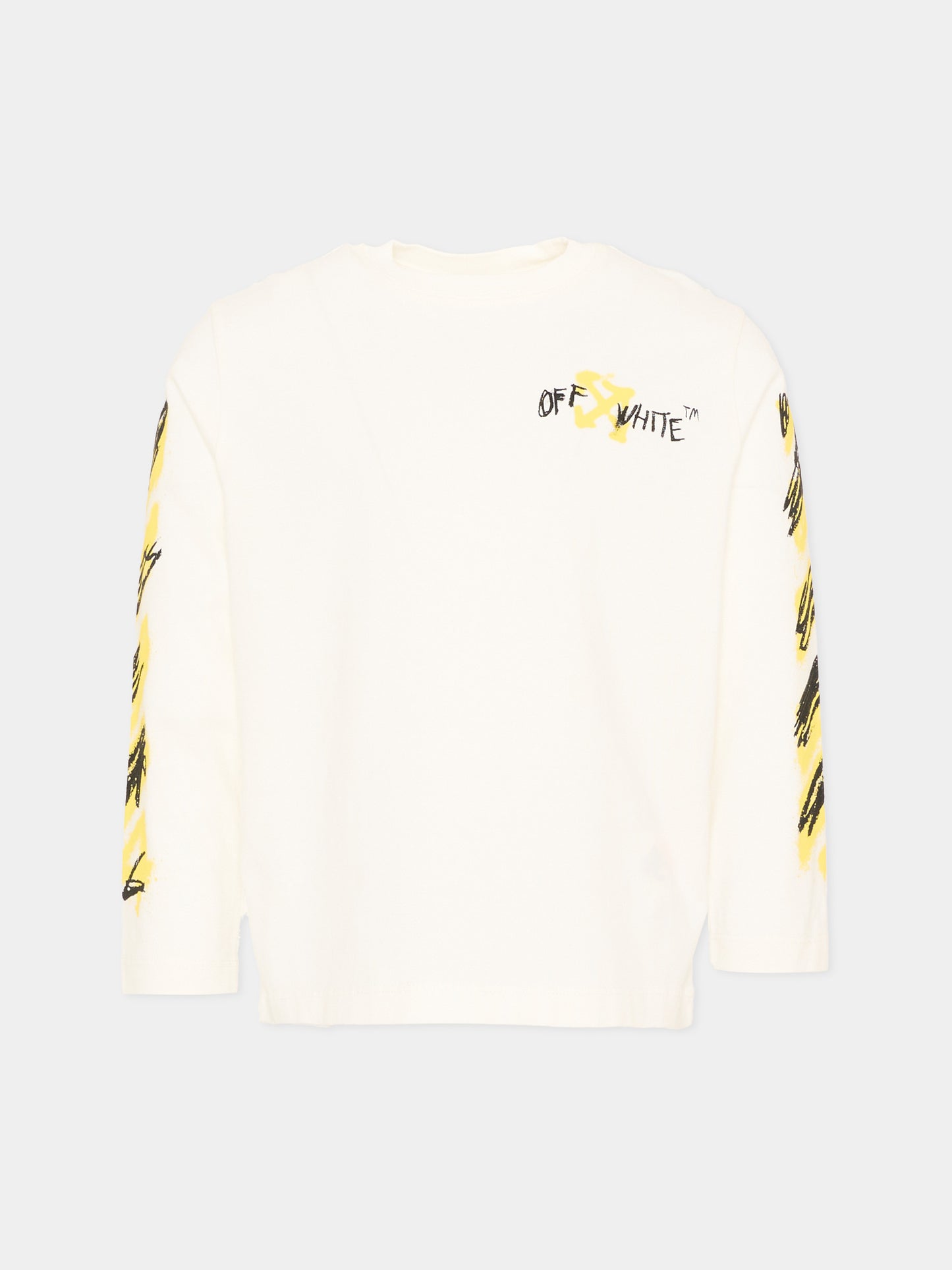 T-Shirt avorio per bambino con logo,Off White,44BAB001S26J002100