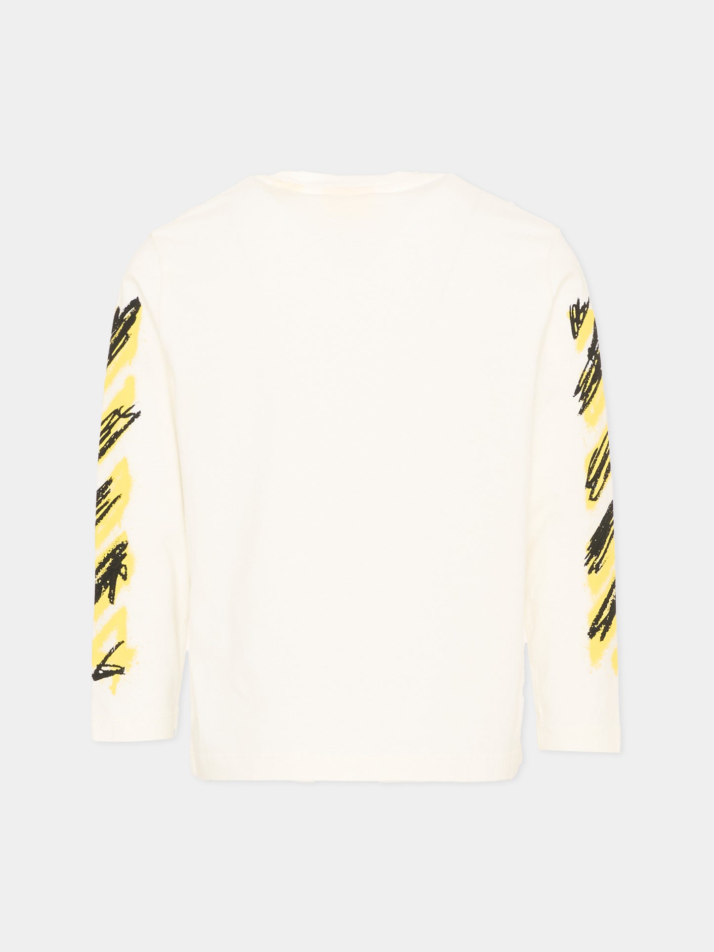 T-Shirt avorio per bambino con logo,Off White,44BAB001S26J002100