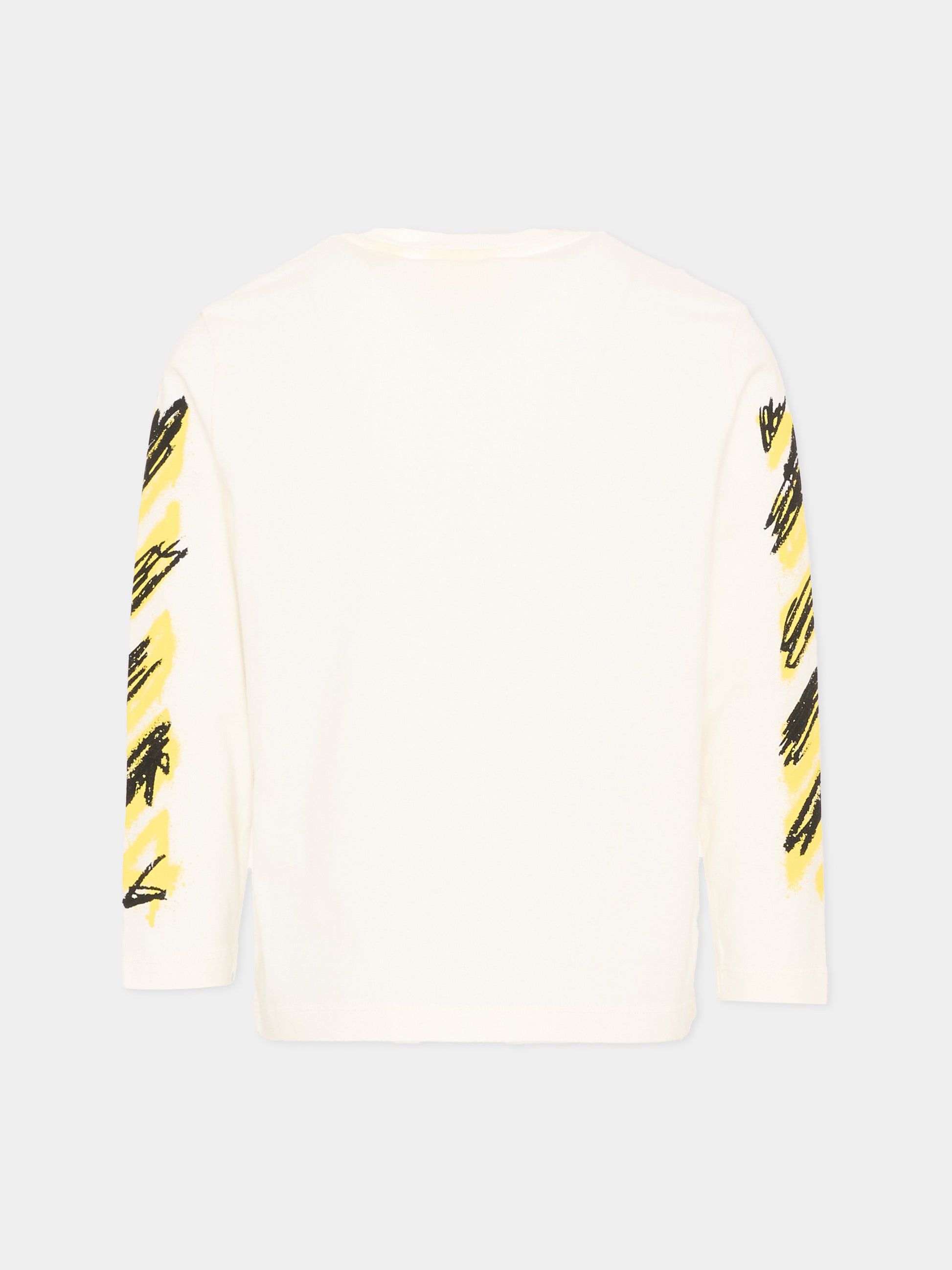 T-Shirt avorio per bambino con logo,Off White,44BAB001S26J002100