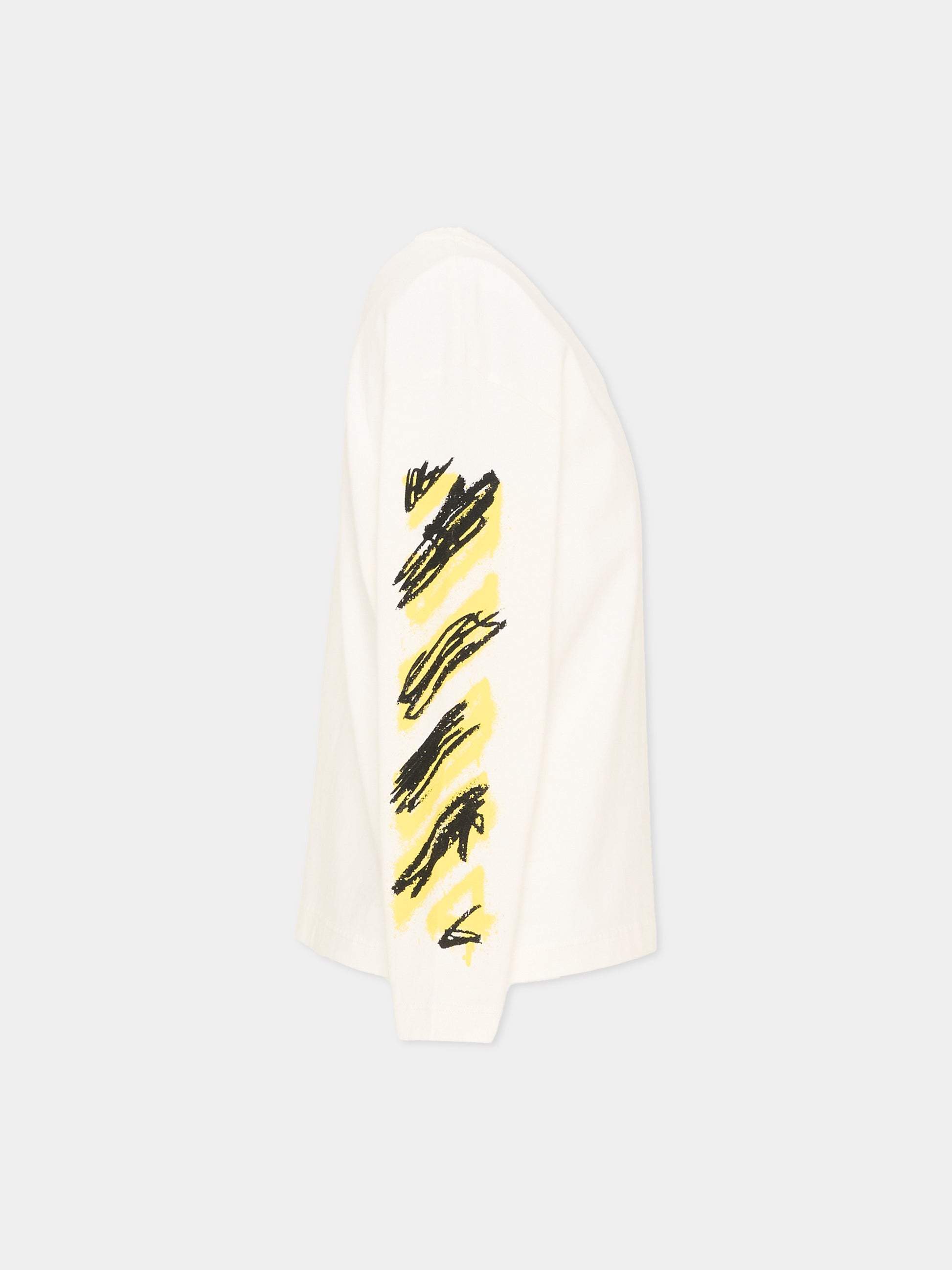 T-Shirt avorio per bambino con logo,Off White,44BAB001S26J002100