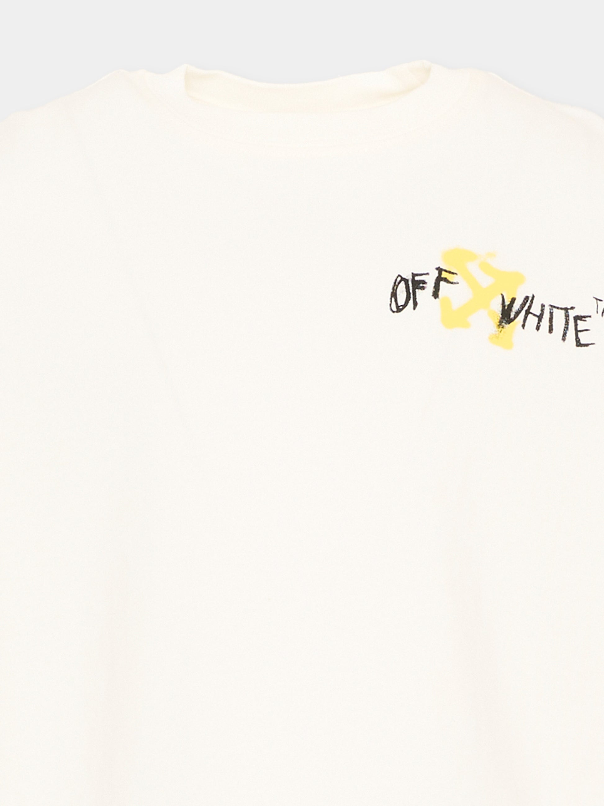 T-Shirt avorio per bambino con logo,Off White,44BAB001S26J002100