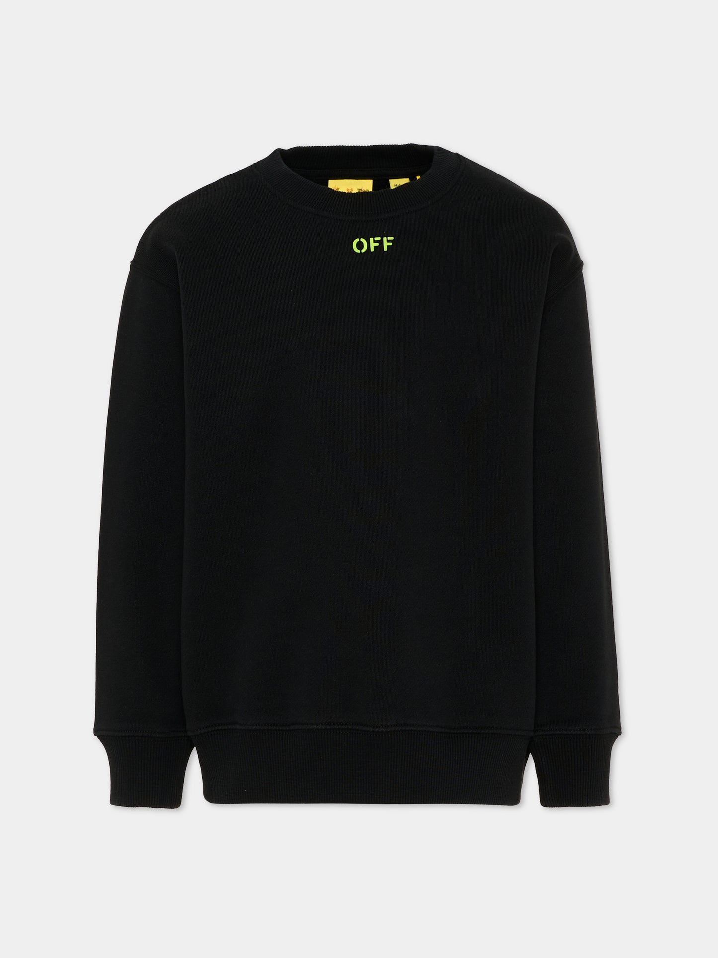 Felpa nera per bambini con logo,Off White,44BBA001S26F003001