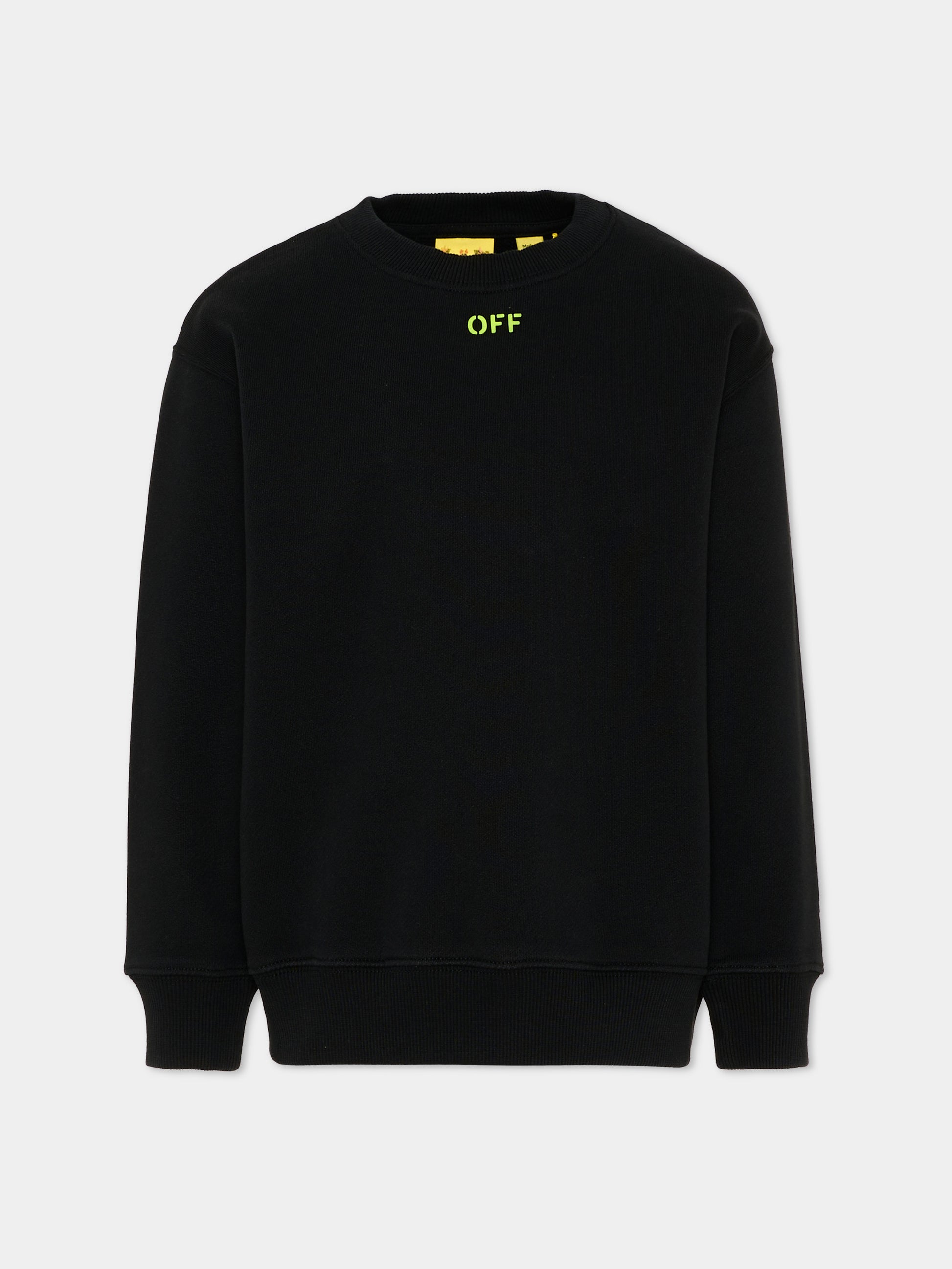 Felpa nera per bambini con logo,Off White,44BBA001S26F003001