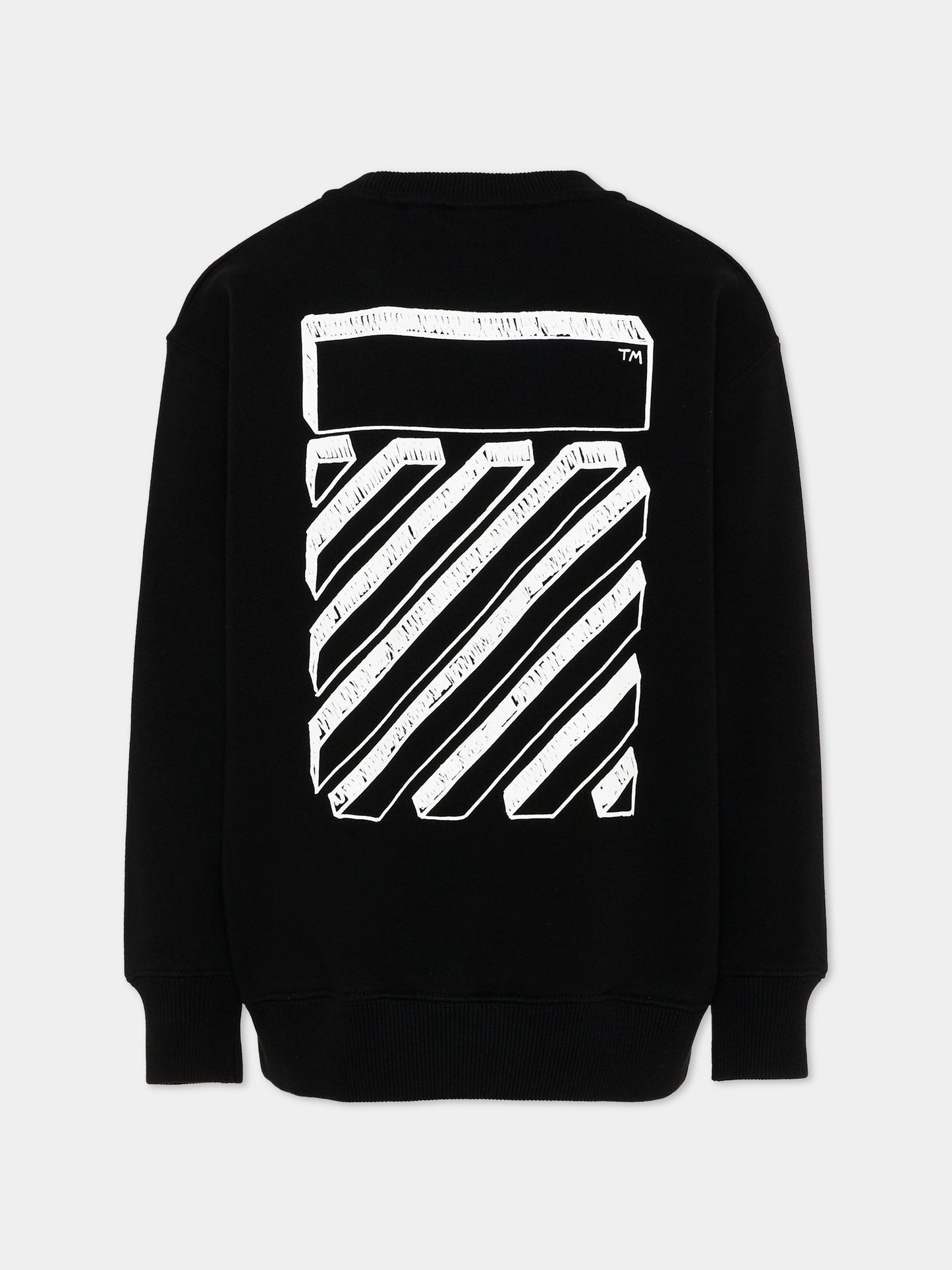 Felpa nera per bambini con logo,Off White,44BBA001S26F008001