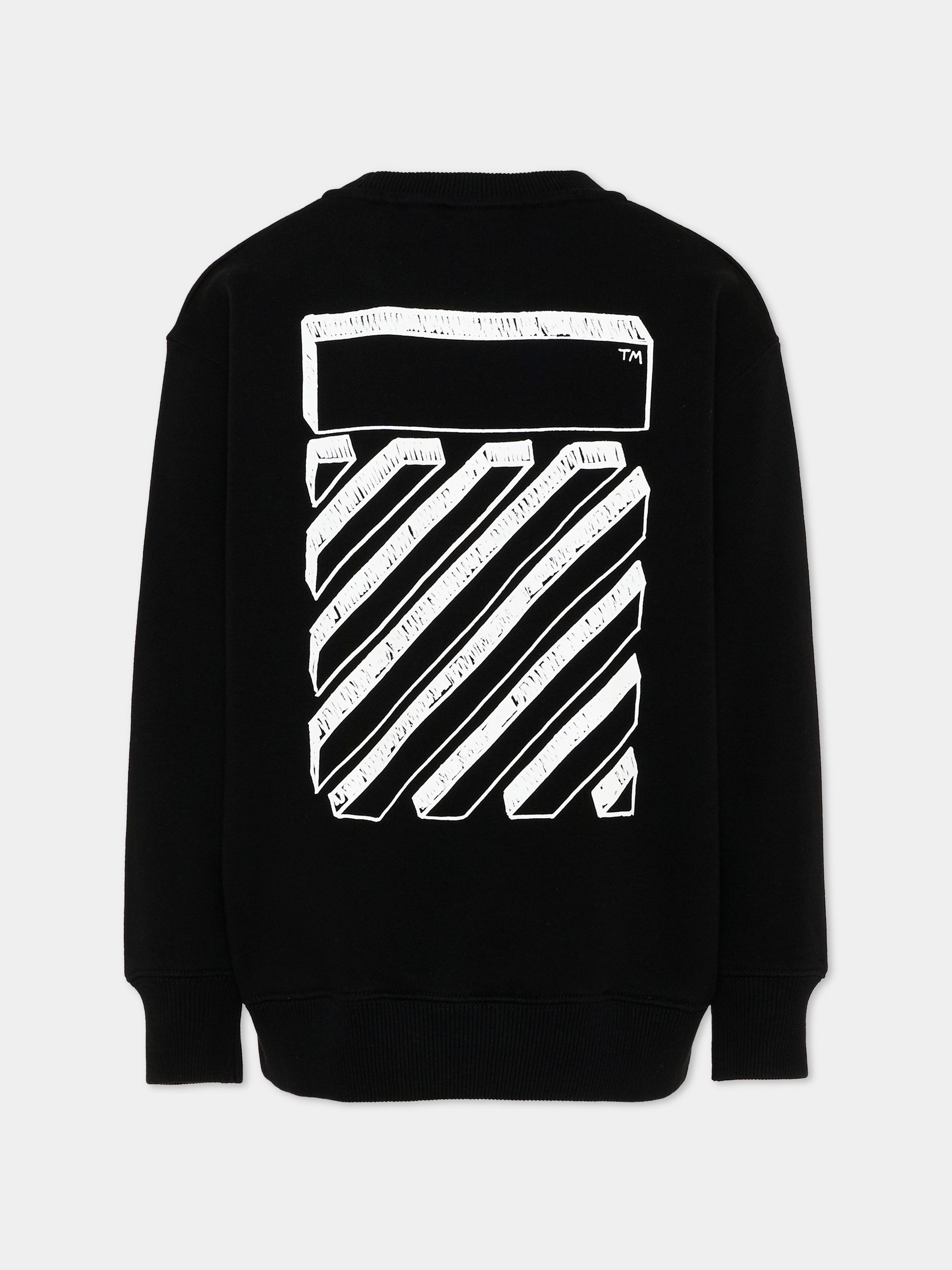 Felpa nera per bambini con logo,Off White,44BBA001S26F008001
