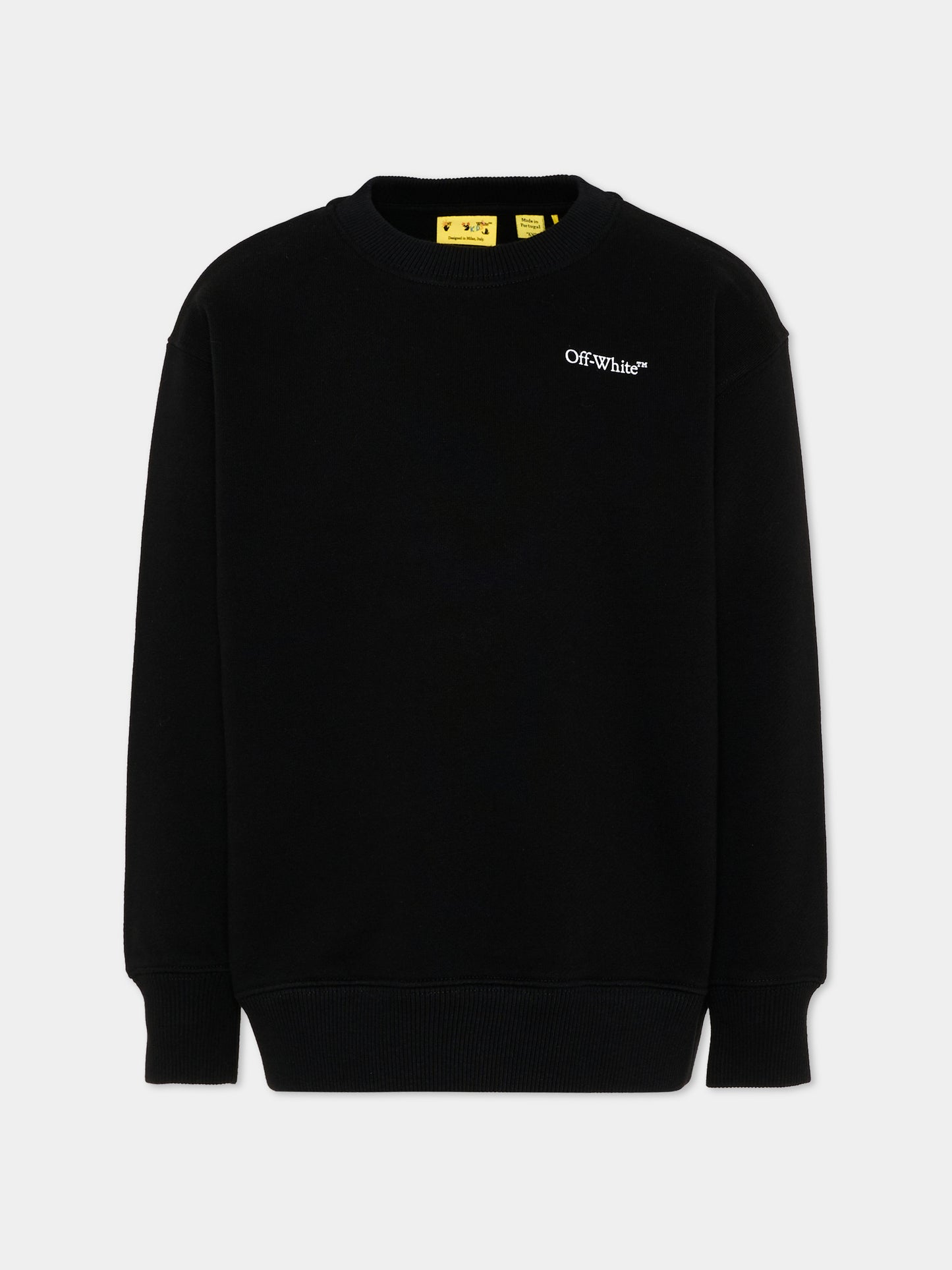 Felpa nera per bambini con logo,Off White,44BBA001S26F008001