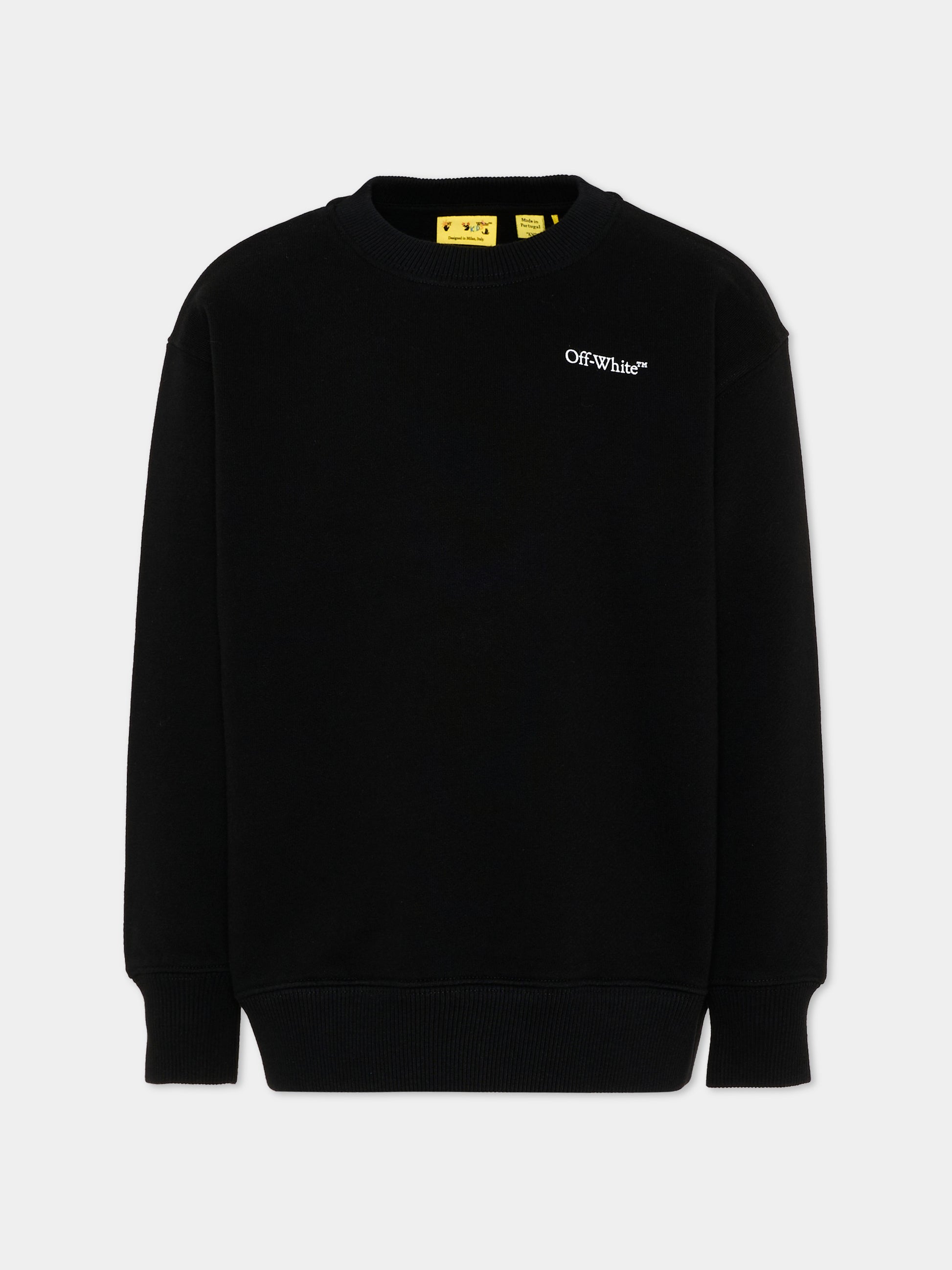 Felpa nera per bambini con logo,Off White,44BBA001S26F008001