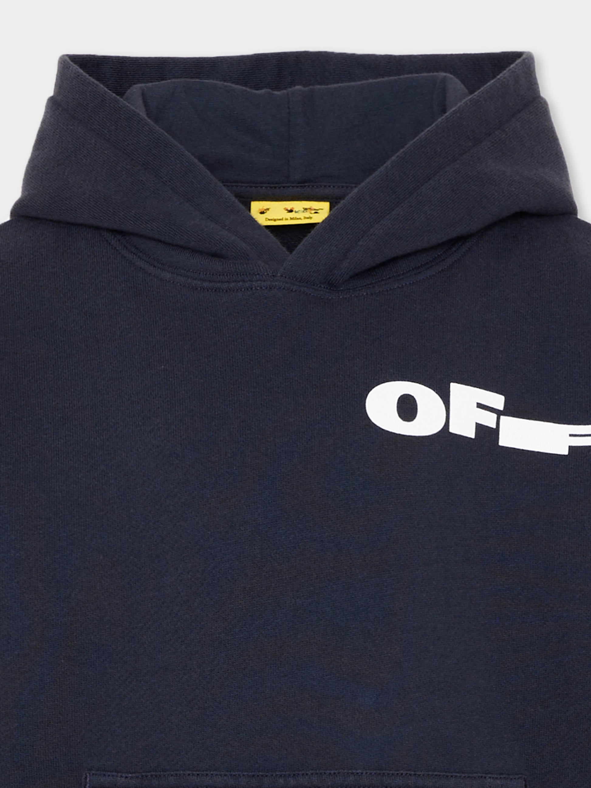 Felpa blu per bambini con logo,Off White,44BBB001S26F006410