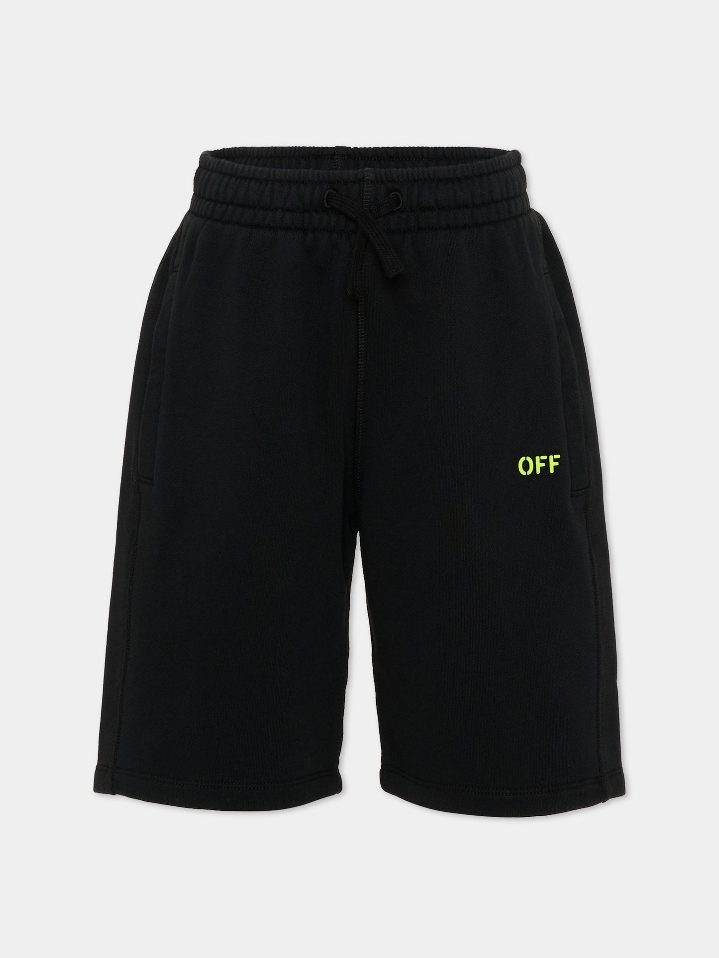 Shorts sportivi neri per bambini con logo,Off White,44BCI001S26F002001