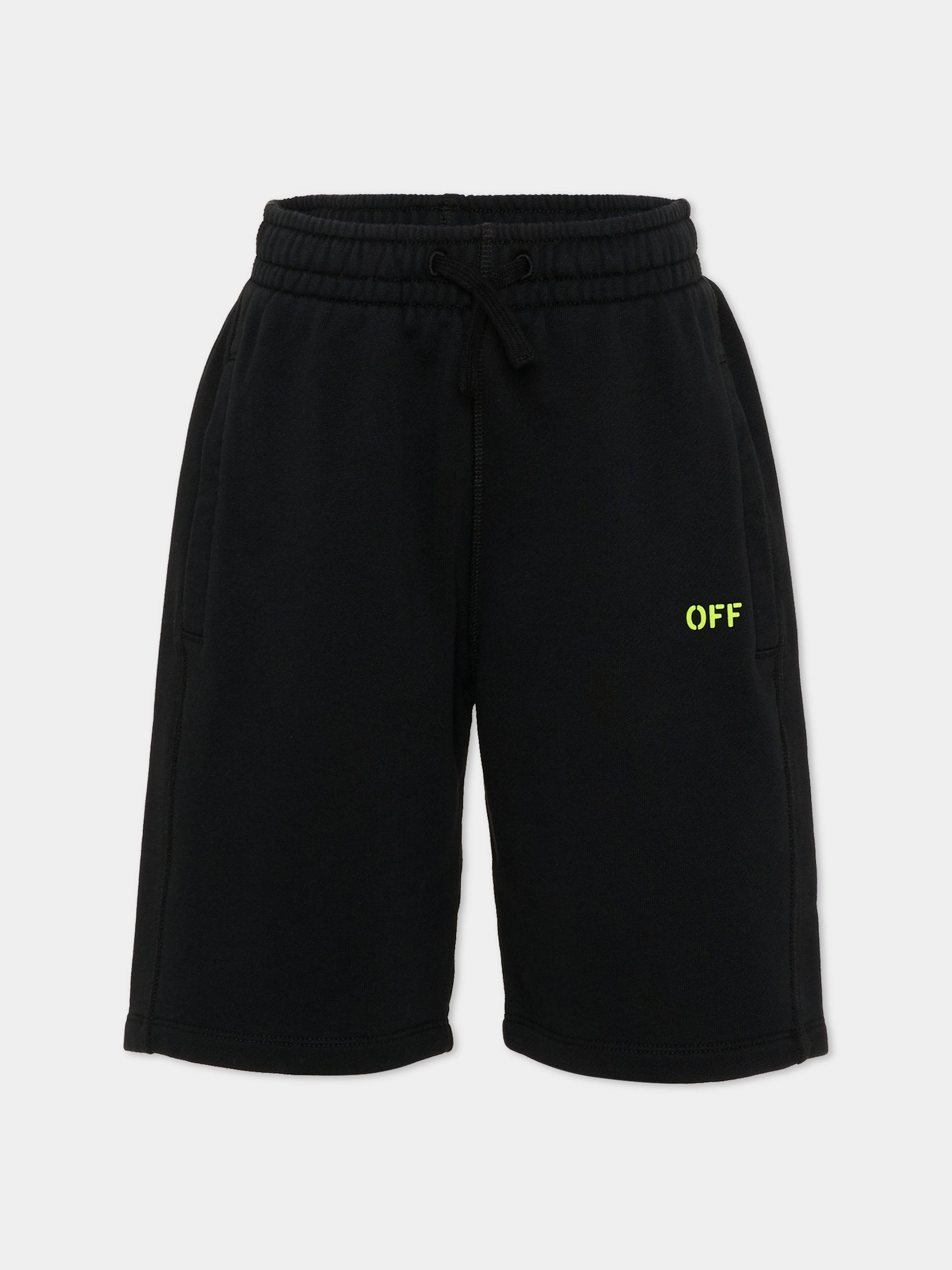 Shorts sportivi neri per bambini con logo,Off White,44BCI001S26F002001