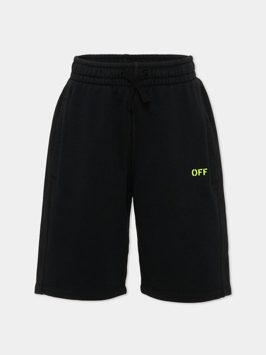 Shorts sportivi neri per bambini con logo,Off White,44BCI001S26F002001