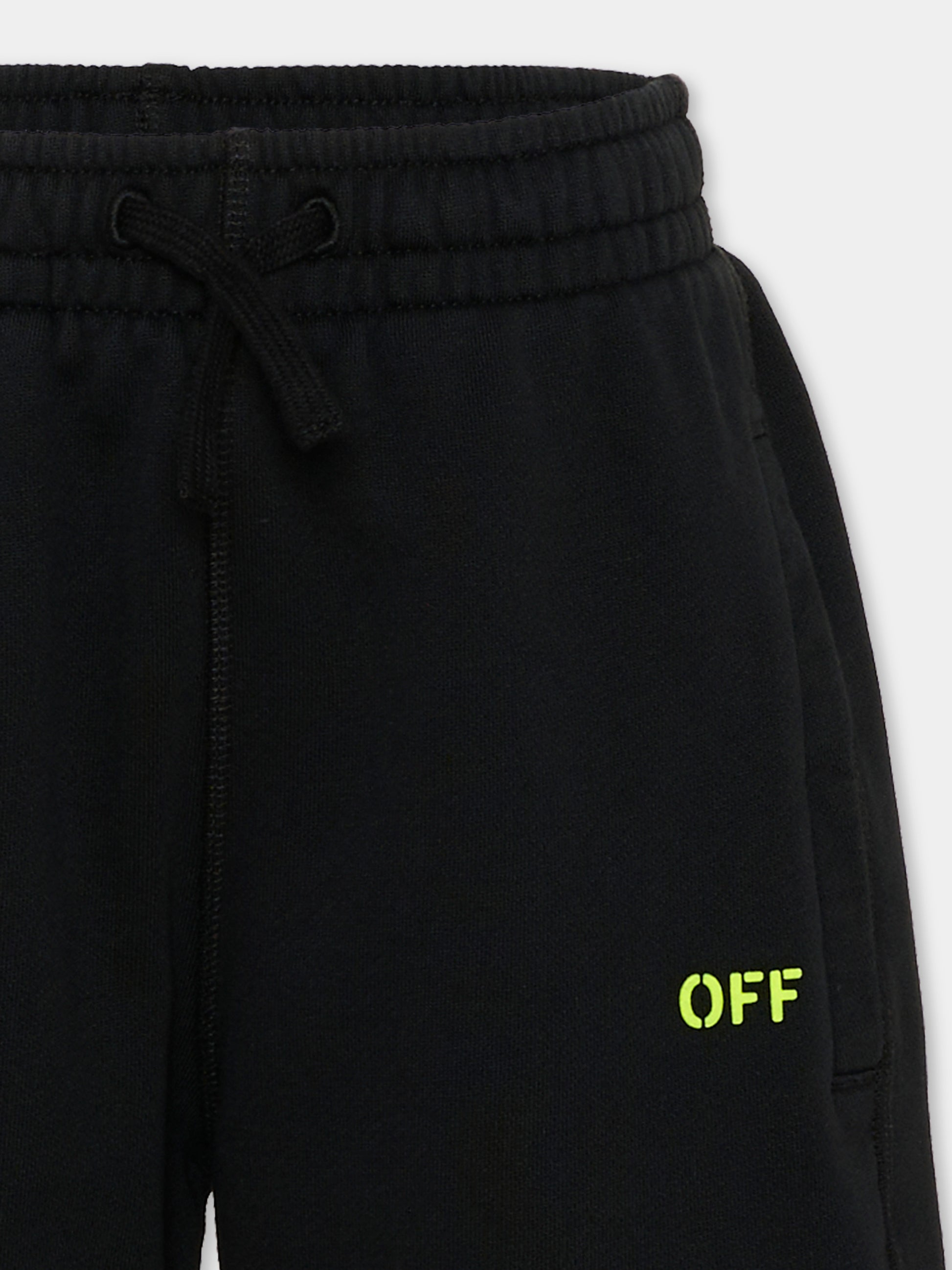 Shorts sportivi neri per bambini con logo,Off White,44BCI001S26F002001