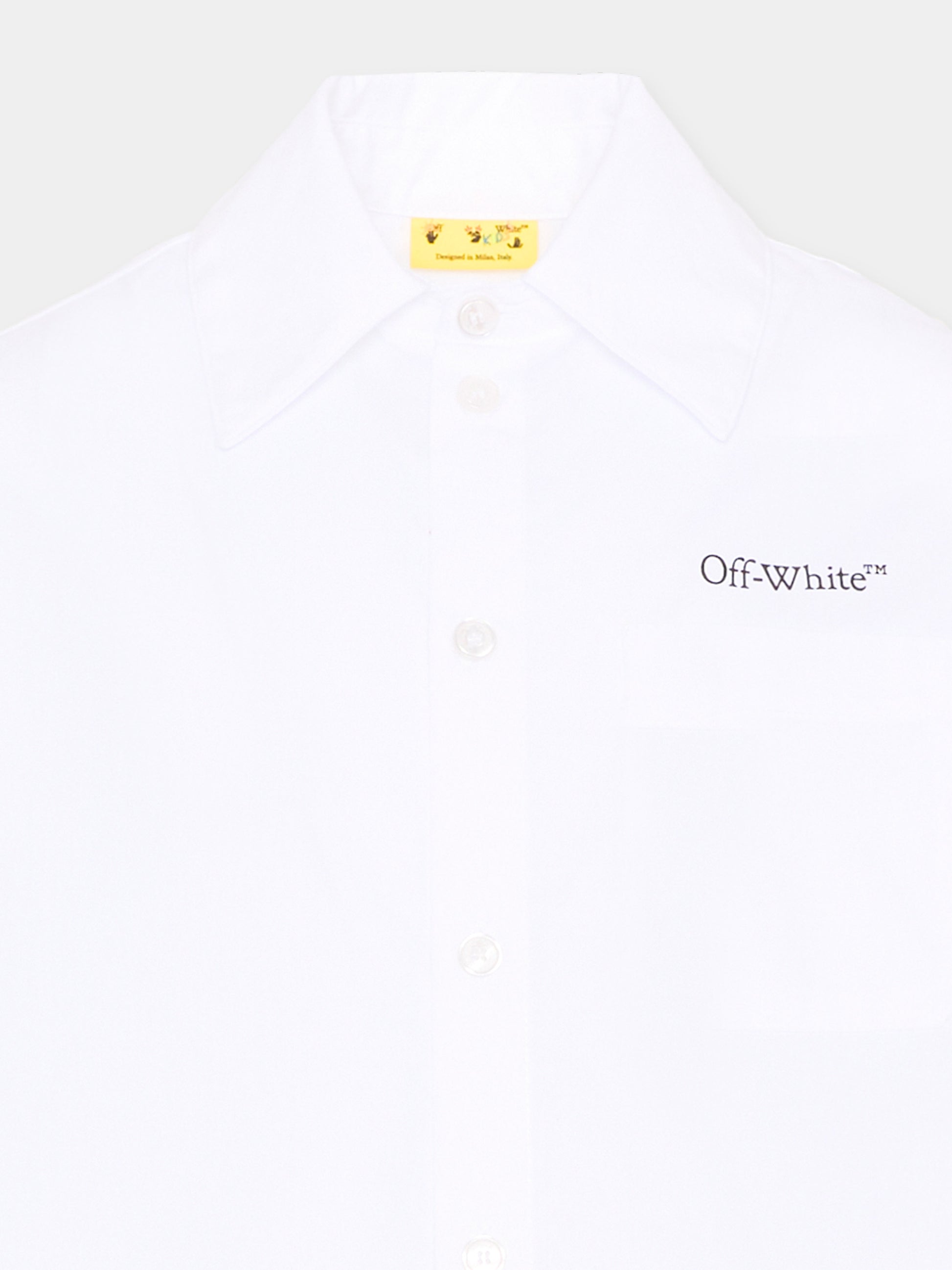 Camicia bianca per bambino con logo,Off White,44BGA00AS26F001100