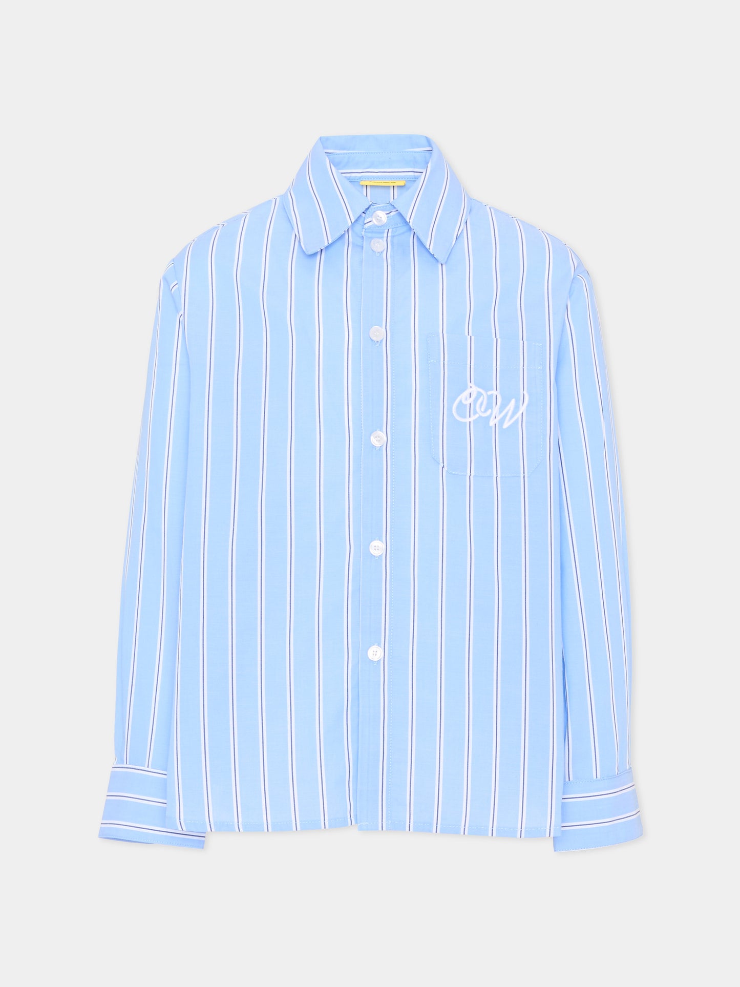 Camicia celeste a righe per bambino,Off White,44BGA00AS26F002430
