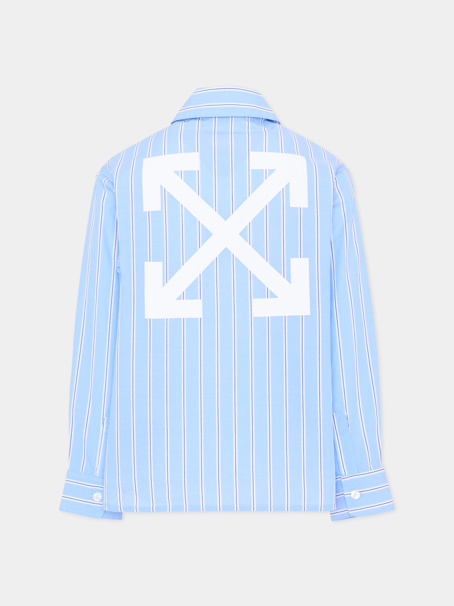 Camicia celeste a righe per bambino,Off White,44BGA00AS26F002430