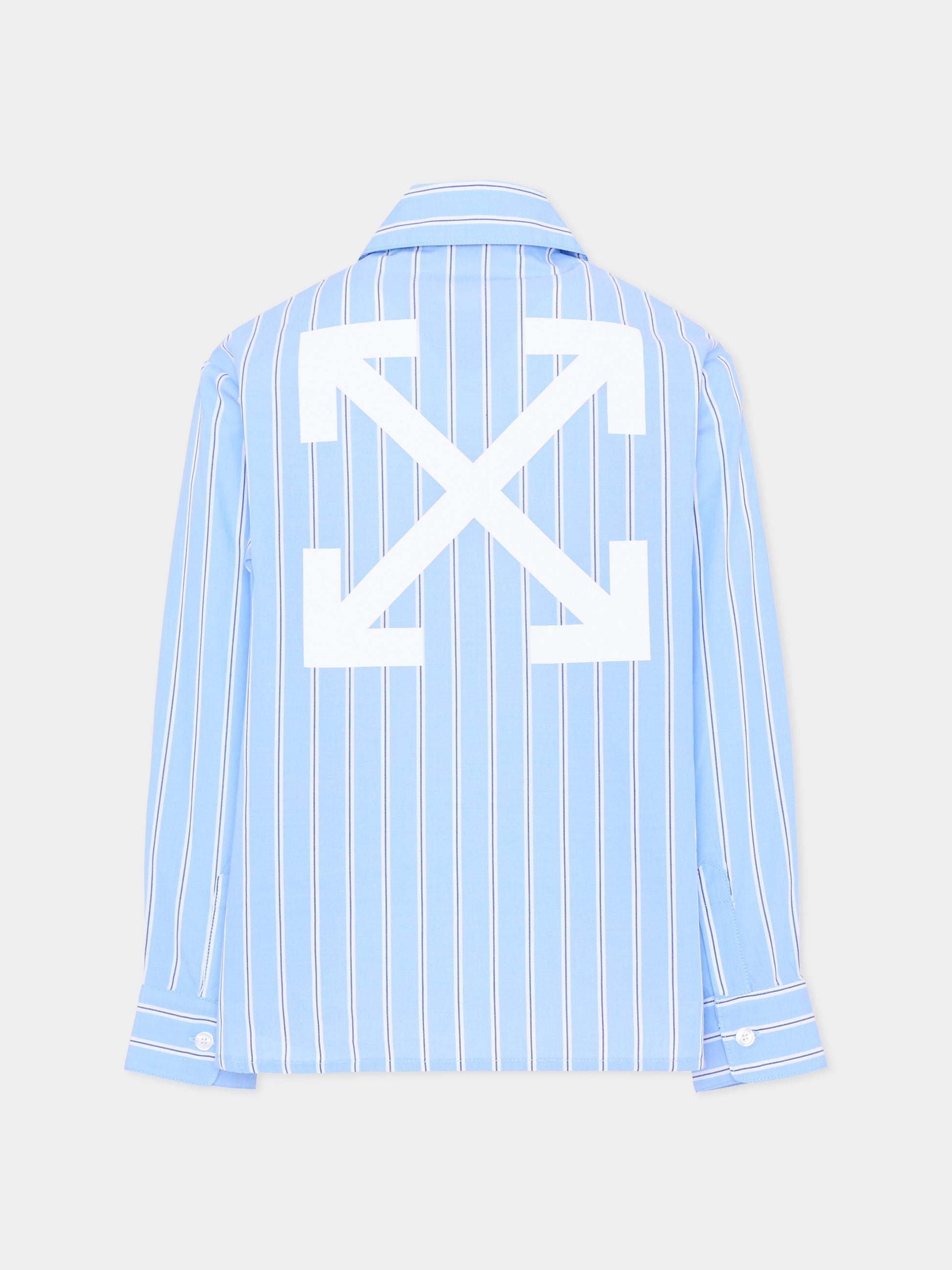 Camicia celeste a righe per bambino,Off White,44BGA00AS26F002430