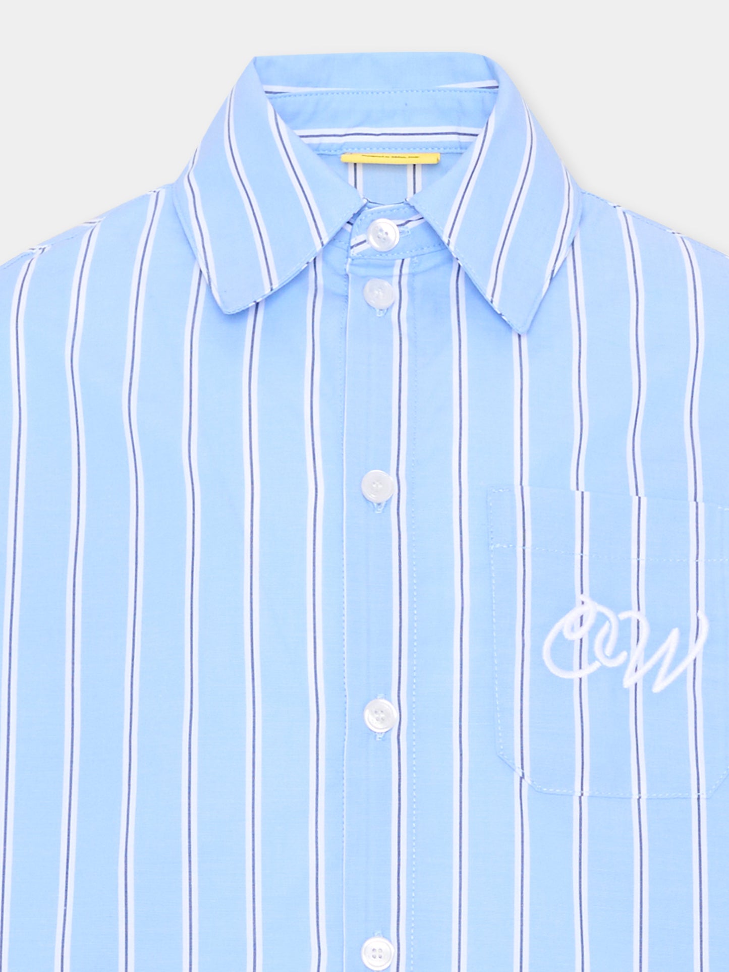 Camicia celeste a righe per bambino,Off White,44BGA00AS26F002430